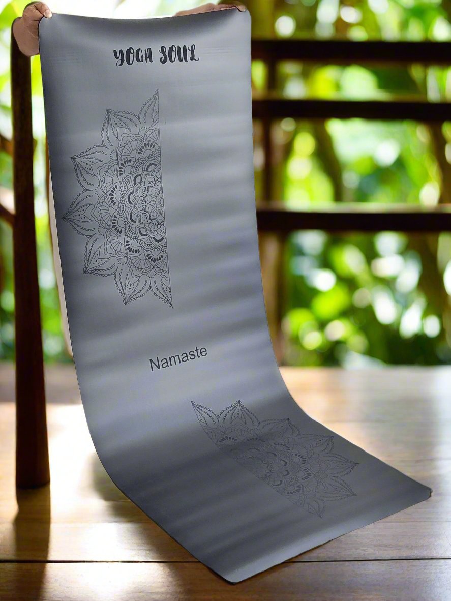 PowerPro Yoga Mat | Black | Mandala + Strap - Yoga Soul