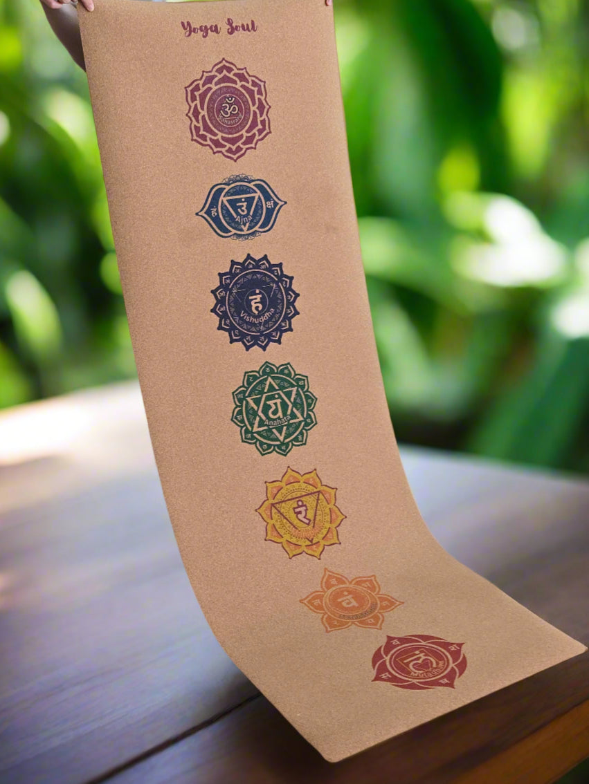 Cork Yoga Mat | Chakra + Strap - Yoga Soul