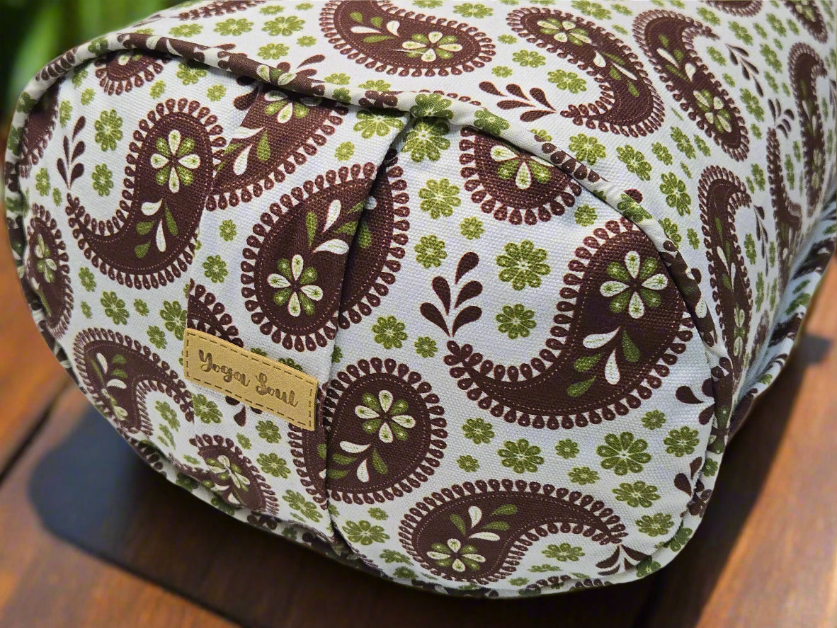 Oval Yoga Bolster | Paisley | Chocolate