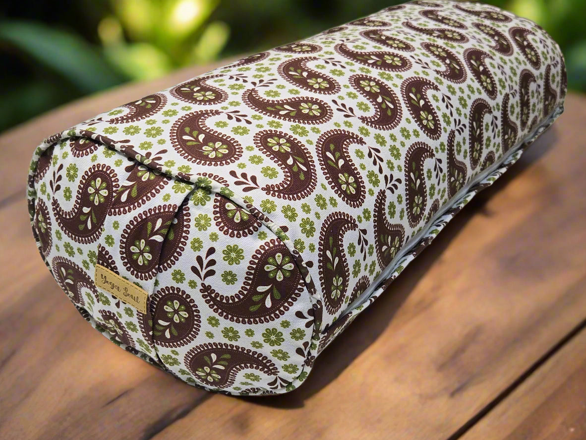 Oval Yoga Bolster | Paisley | Chocolate