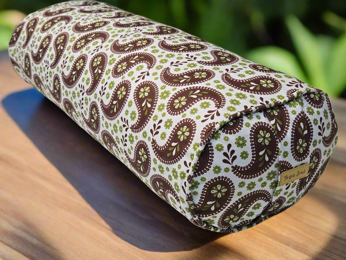 Oval Yoga Bolster | Paisley | Chocolate
