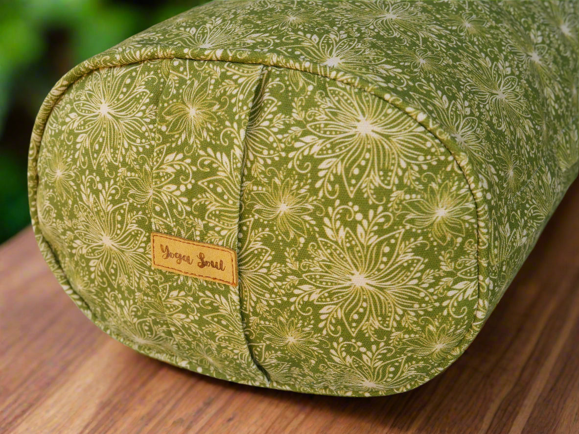 Oval Yoga Bolster | Lotus | Olive Green - Yoga Soul