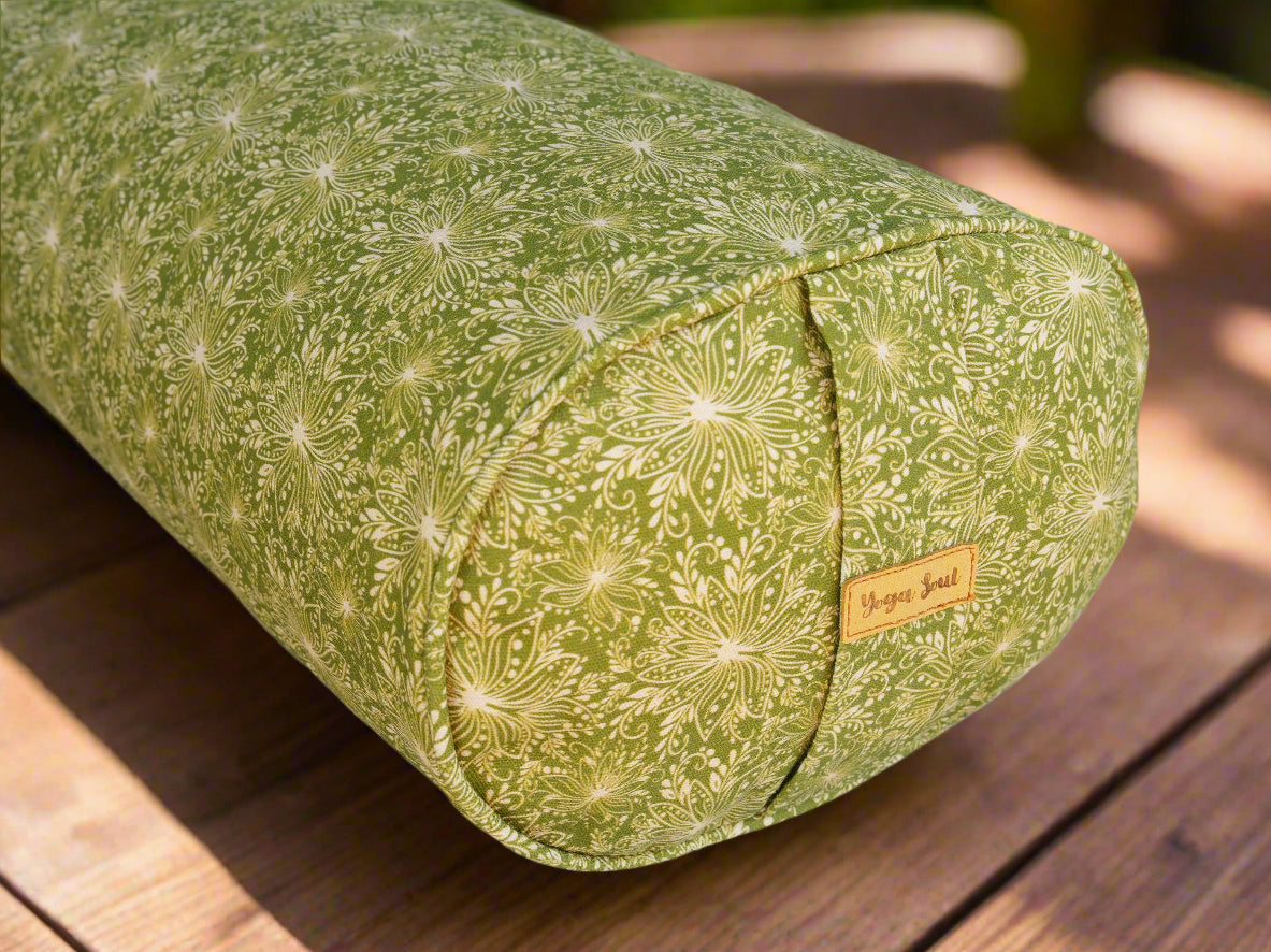 Oval Yoga Bolster | Lotus | Olive Green - Yoga Soul