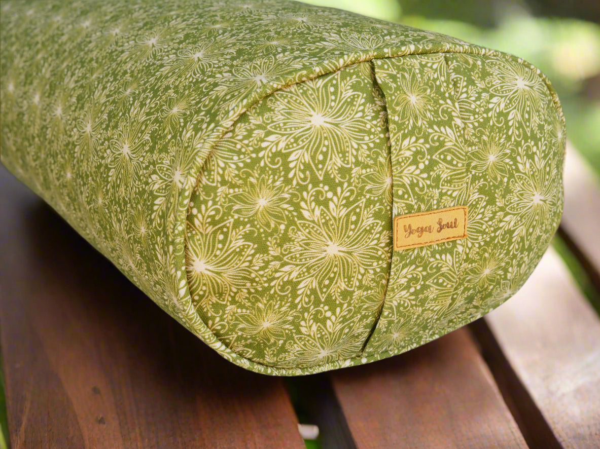 Oval Yoga Bolster | Lotus | Olive Green - Yoga Soul