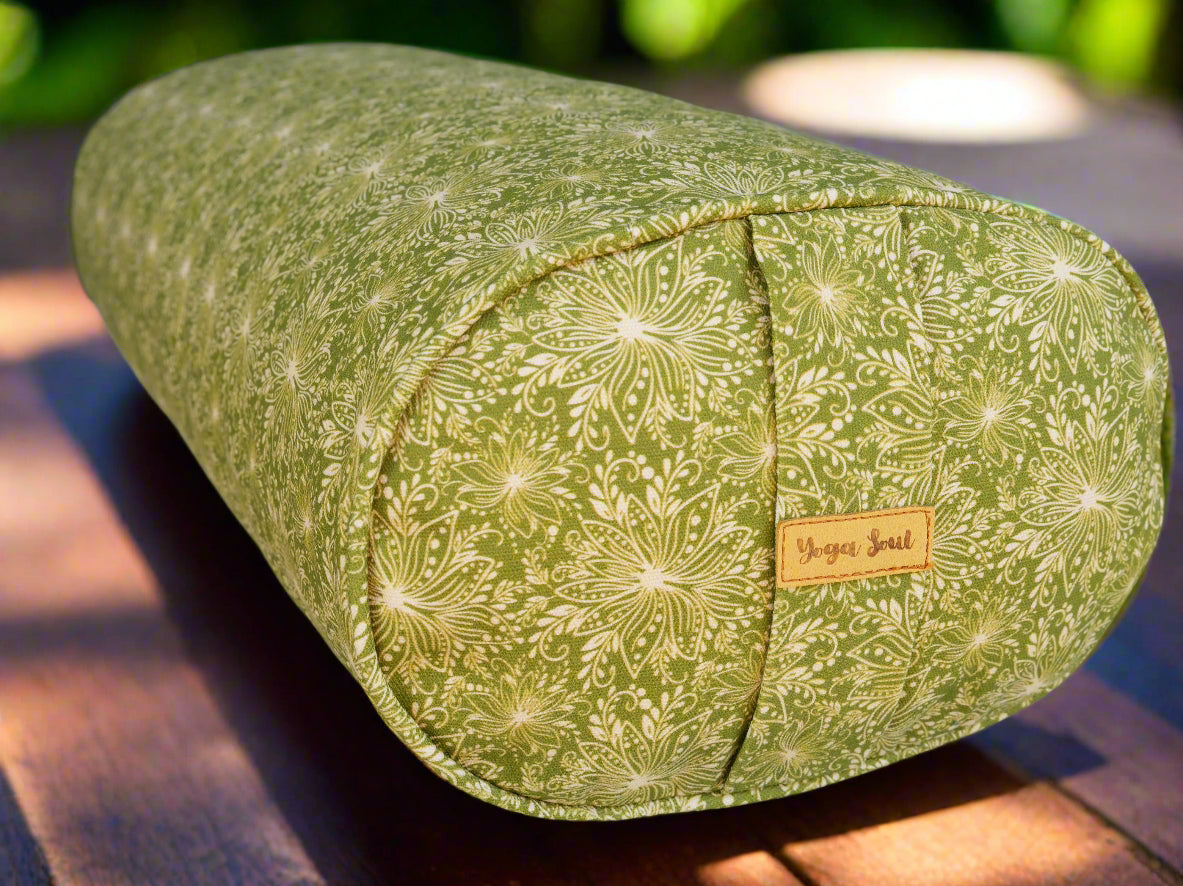 Oval Yoga Bolster | Lotus | Olive Green - Yoga Soul