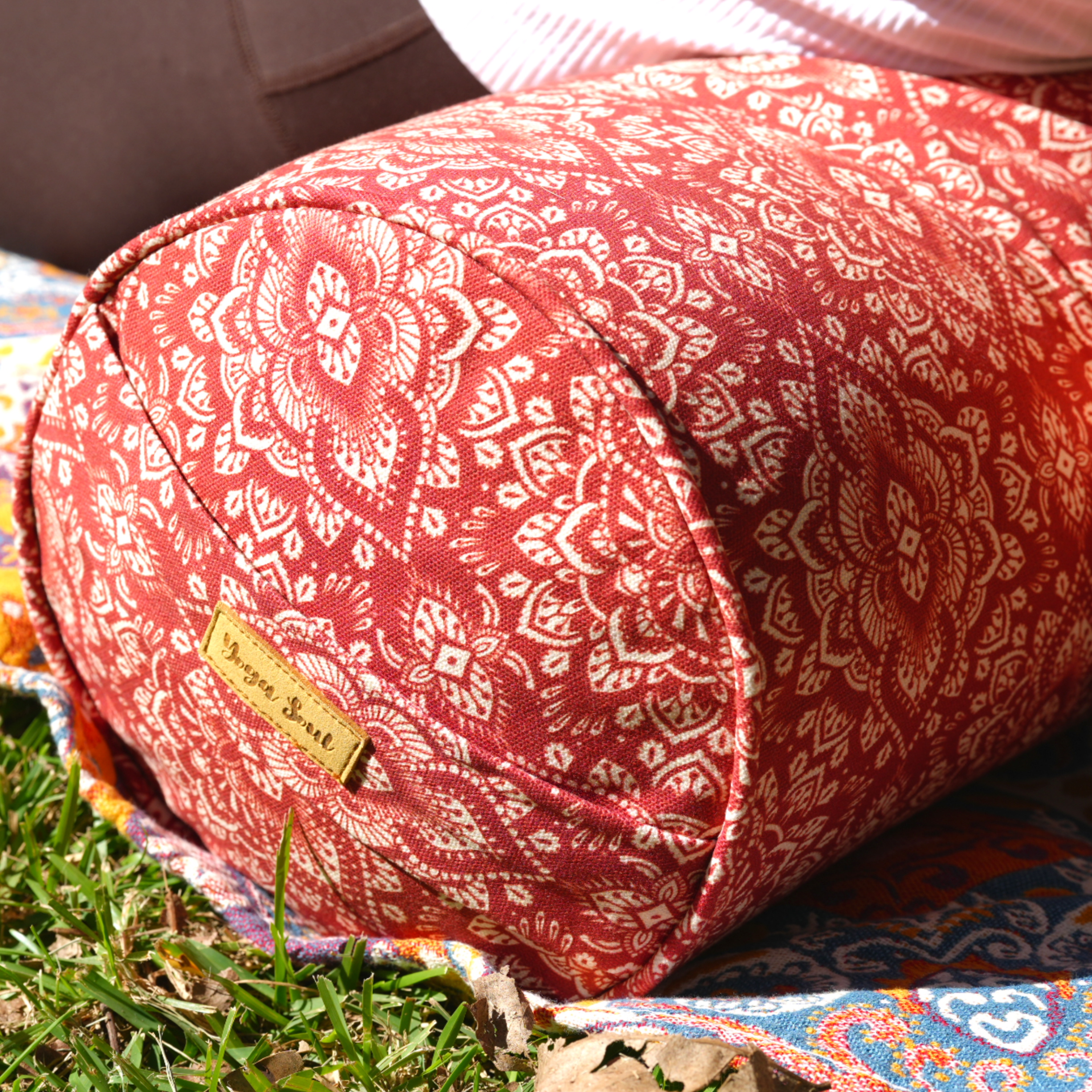 Round Yoga Bolster | Mandala | Aura Red