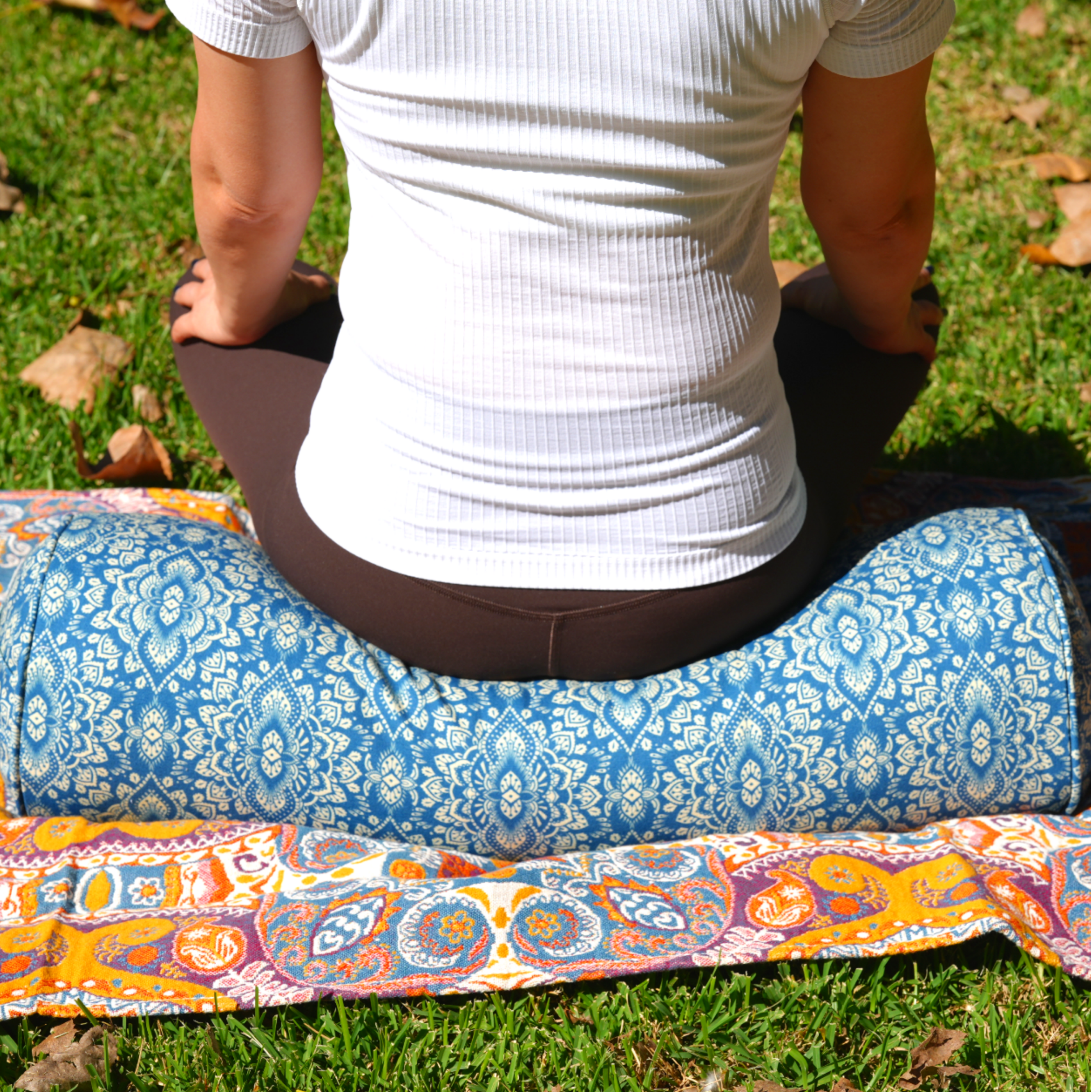 Round Yoga Bolster | Mandala | Indigo Blue