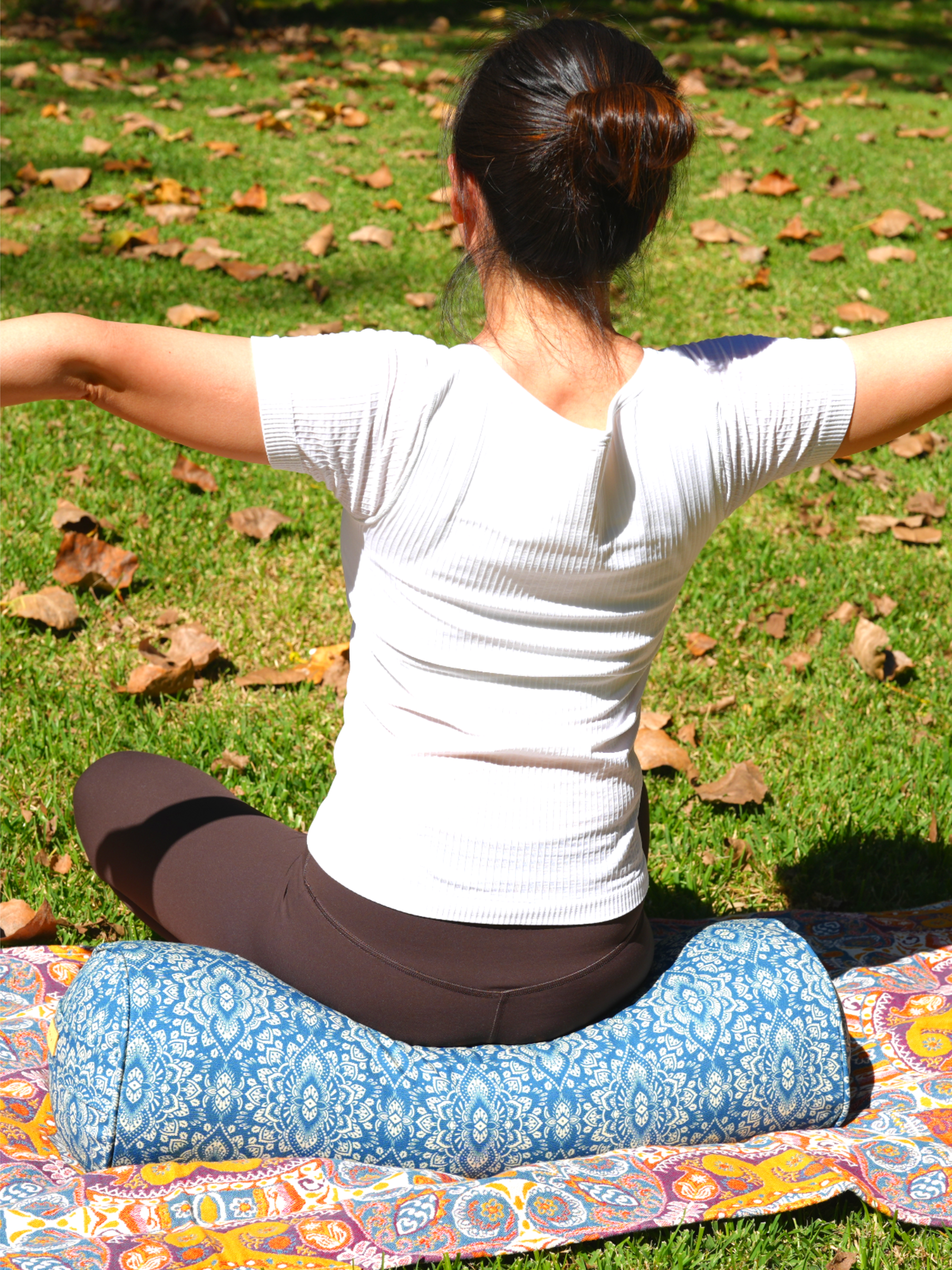 Round Yoga Bolster | Mandala | Indigo Blue