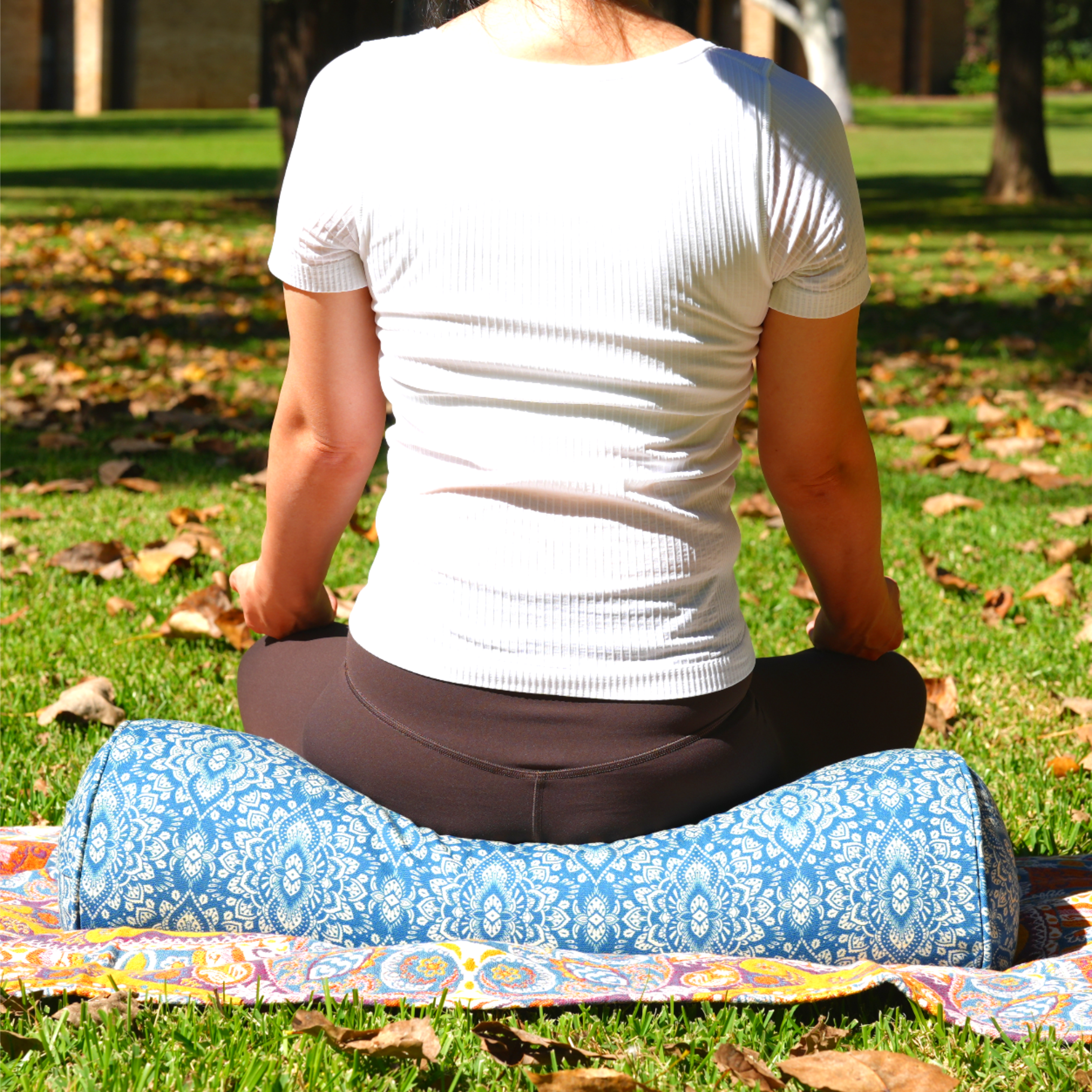 Round Yoga Bolster | Mandala | Indigo Blue