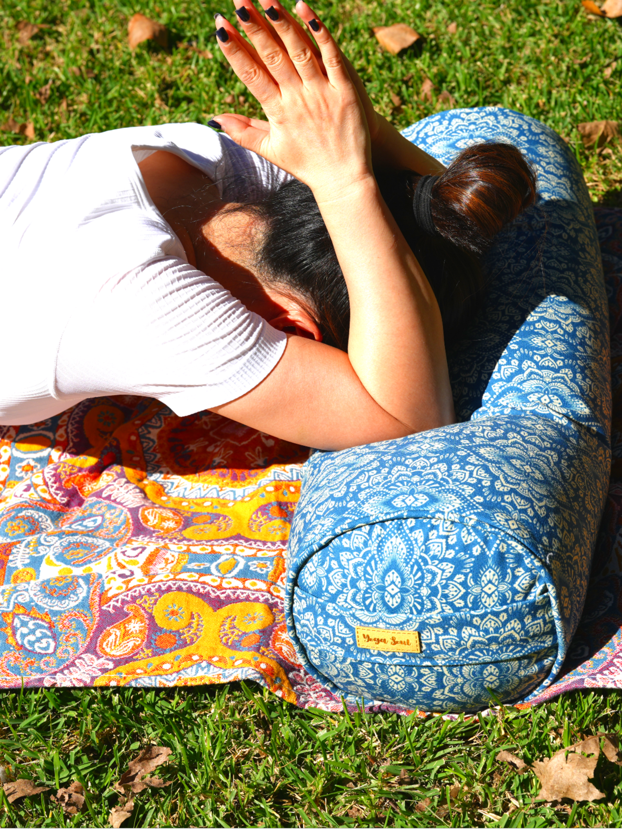 Round Yoga Bolster | Mandala | Indigo Blue