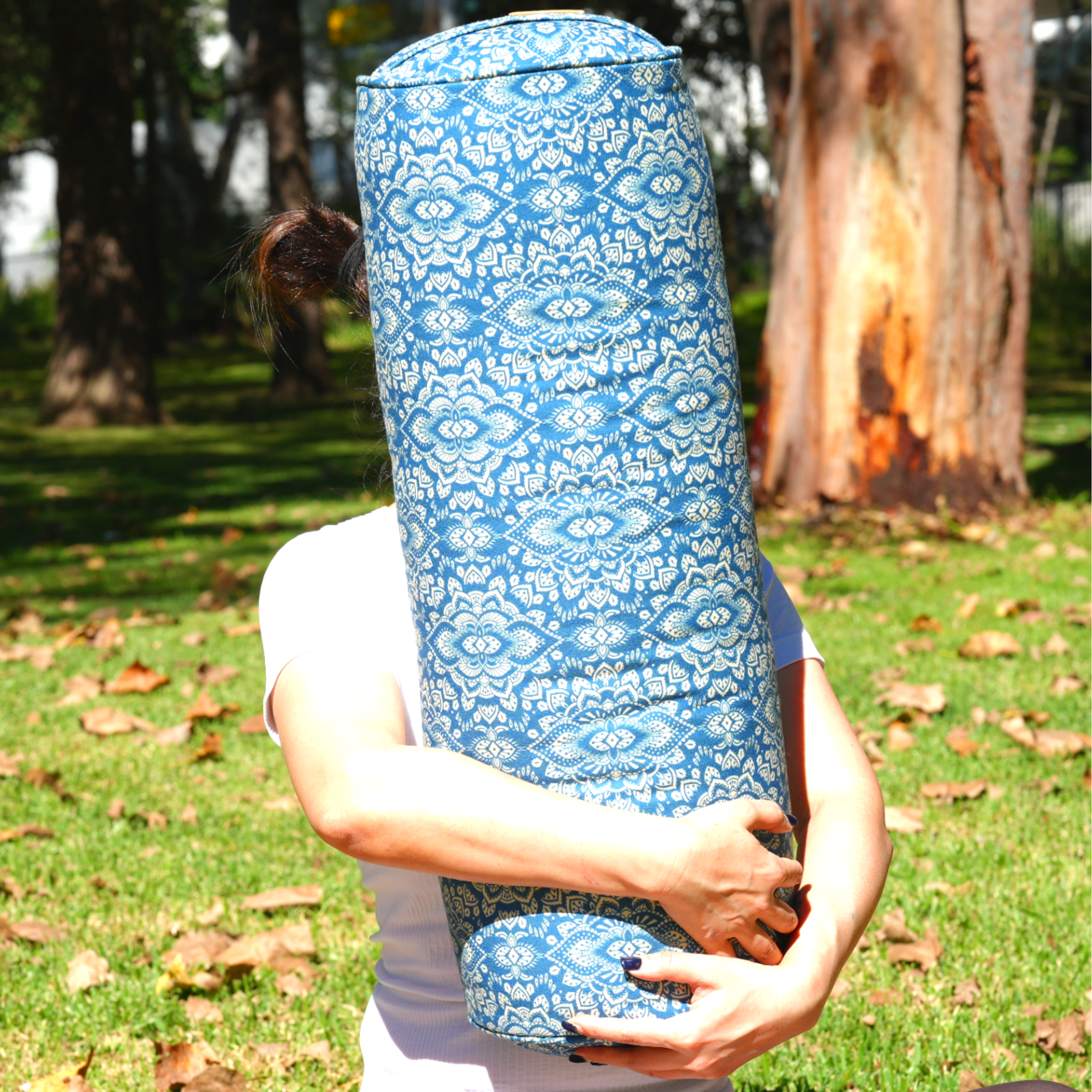 Round Yoga Bolster | Mandala | Indigo Blue