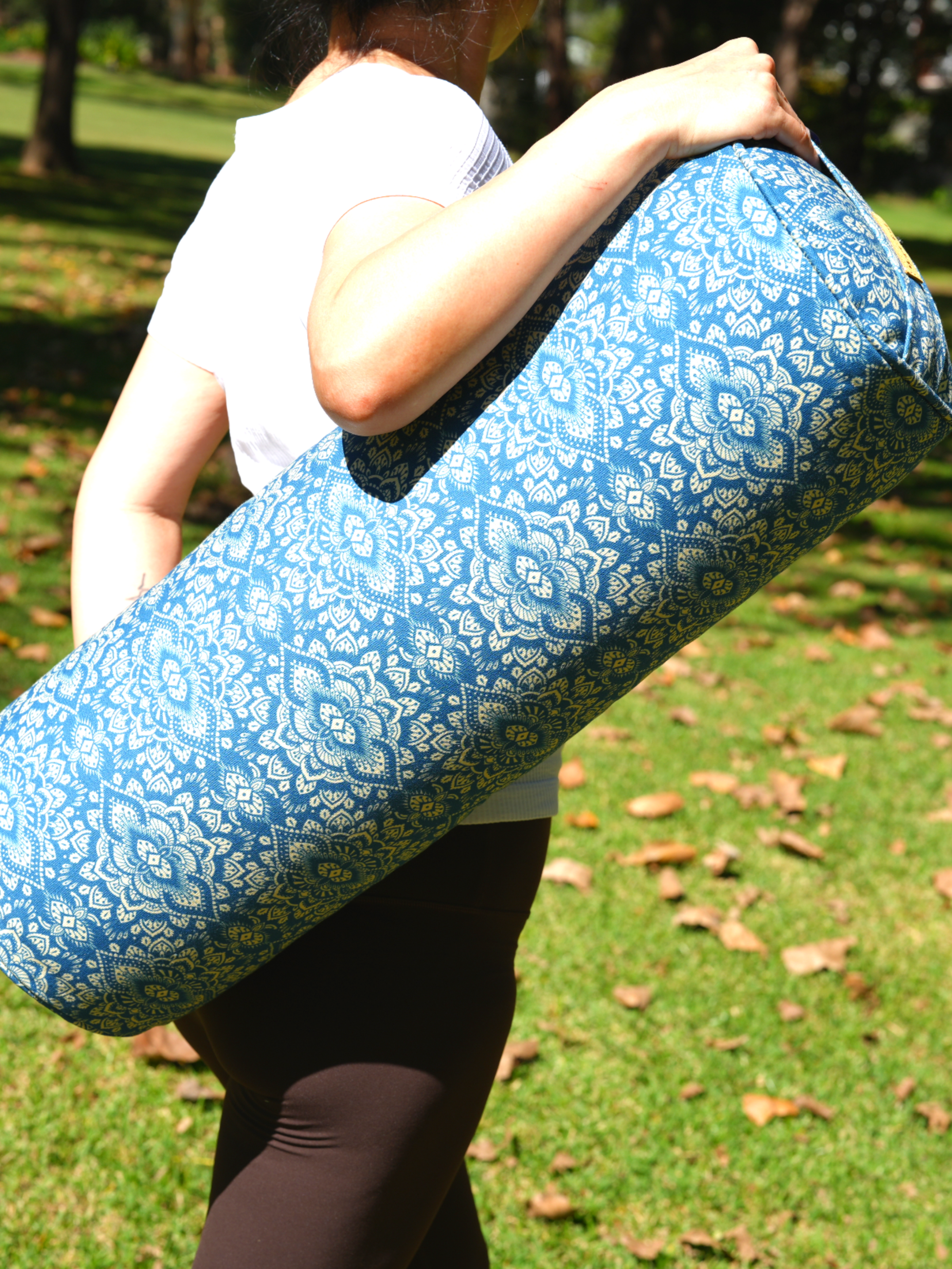 Round Yoga Bolster | Mandala | Indigo Blue