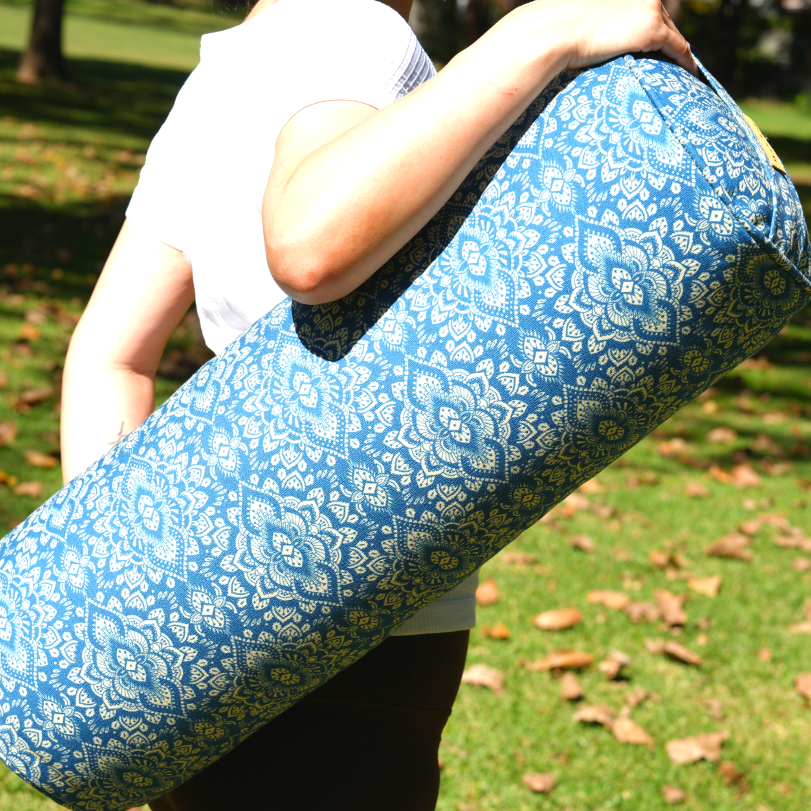 Round Yoga Bolster | Mandala | Indigo Blue