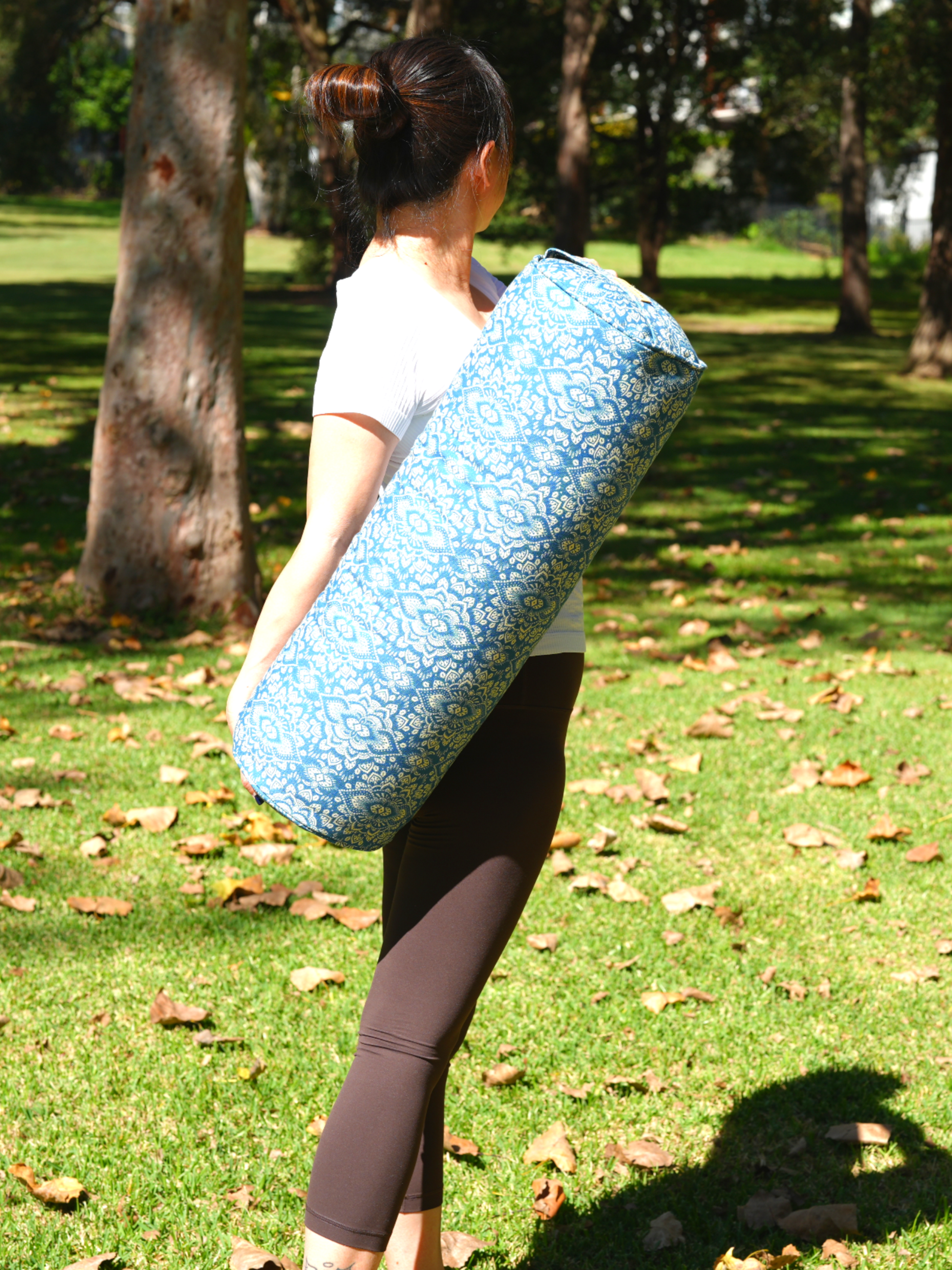 Round Yoga Bolster | Mandala | Indigo Blue