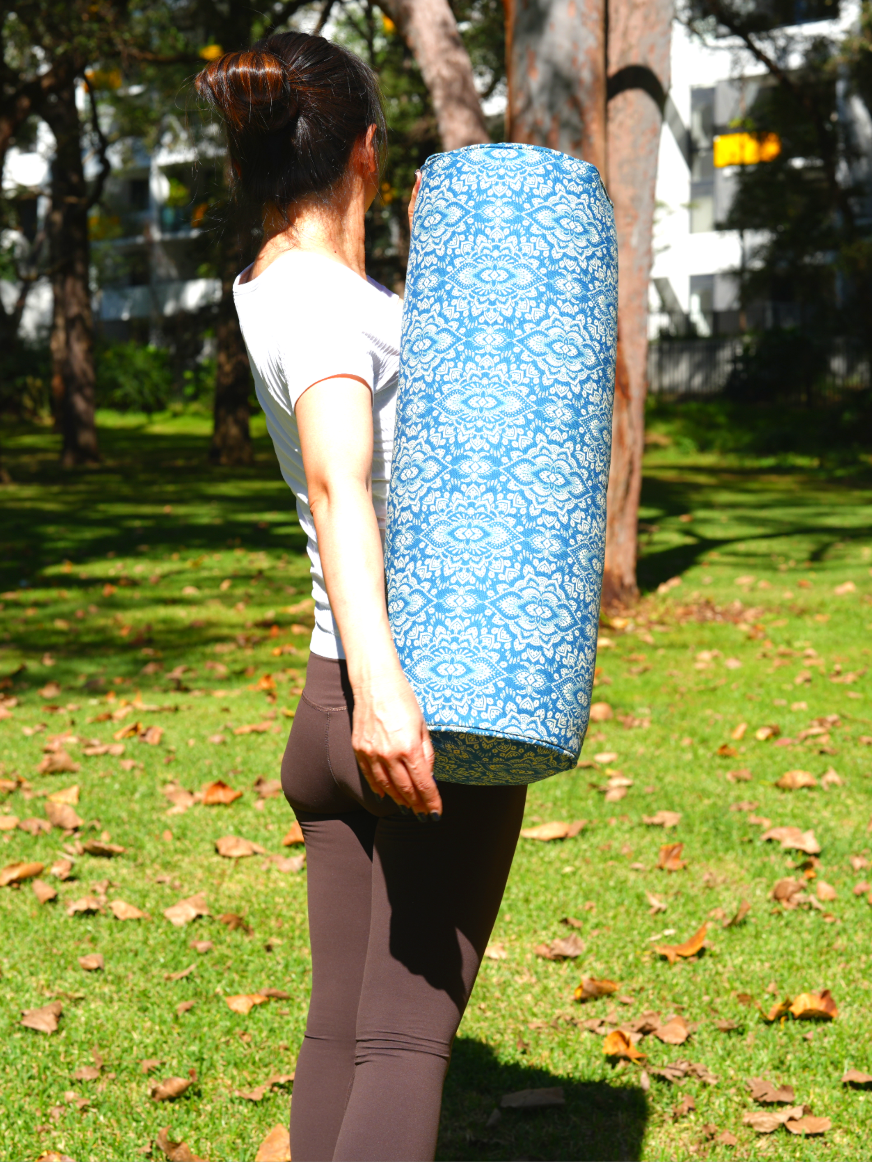 Round Yoga Bolster | Mandala | Indigo Blue