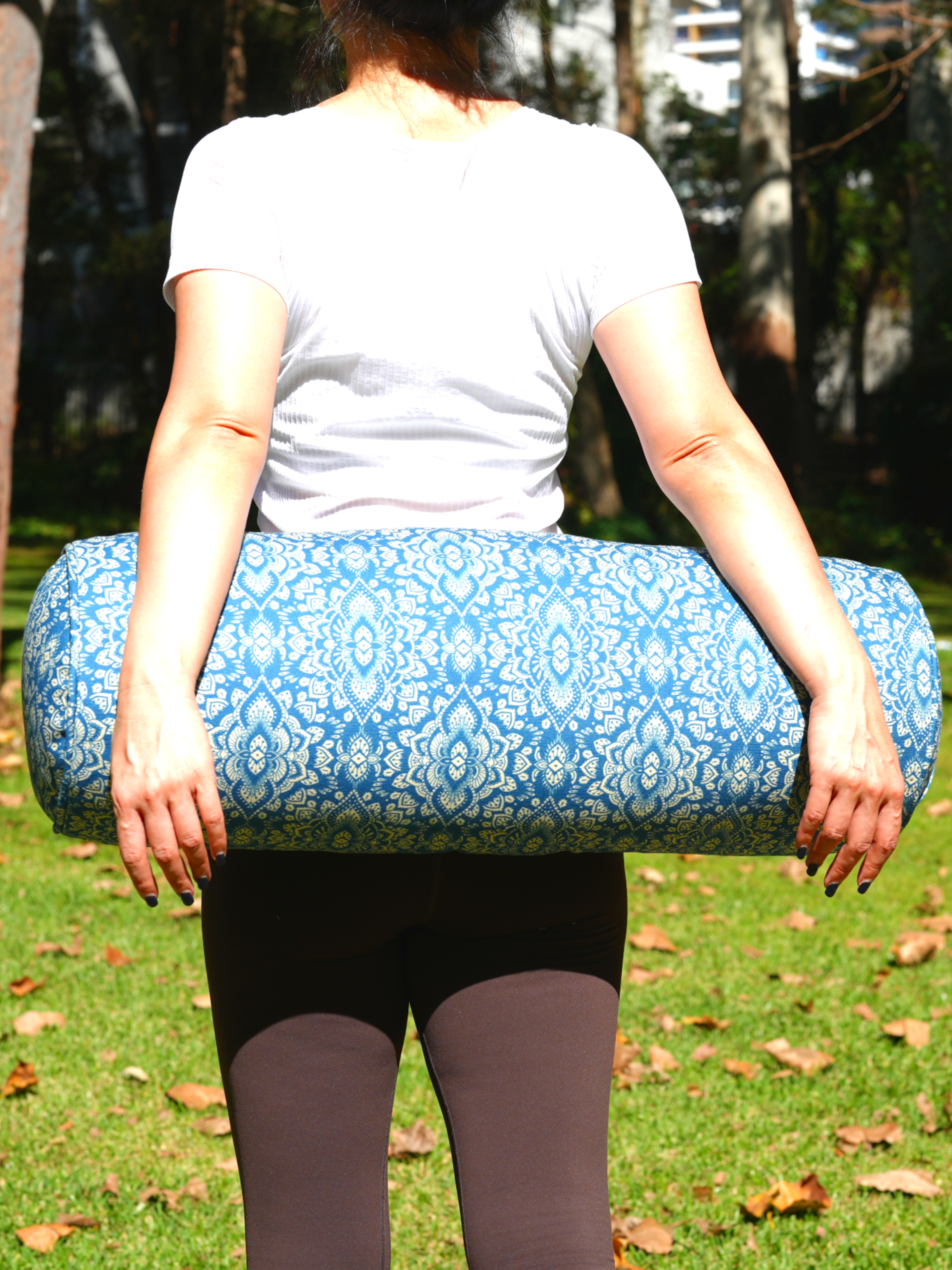 Round Yoga Bolster | Mandala | Indigo Blue