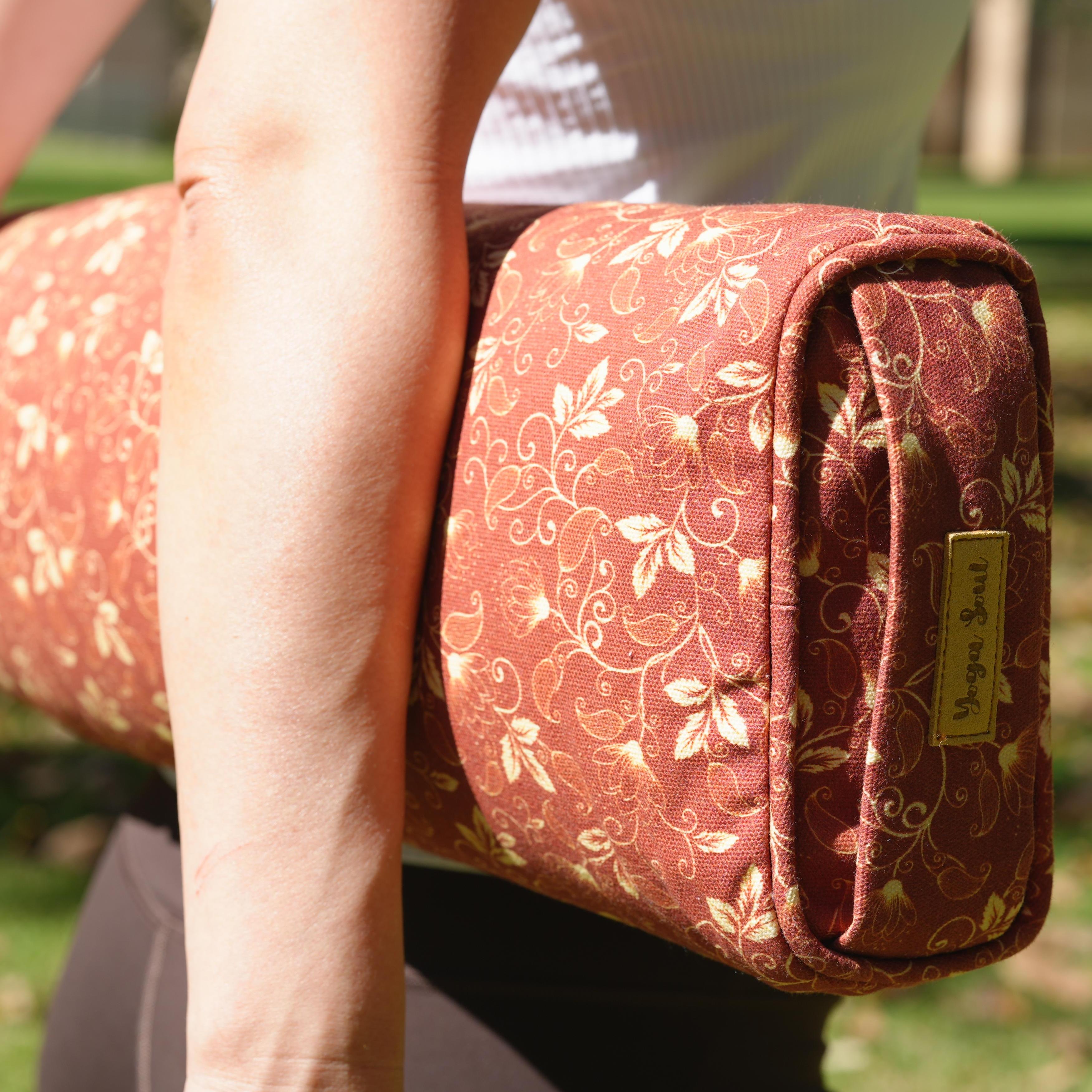 Pranayama Yoga Bolster | Yoga Pillow | Sacred Lotus| Red Cinnamon