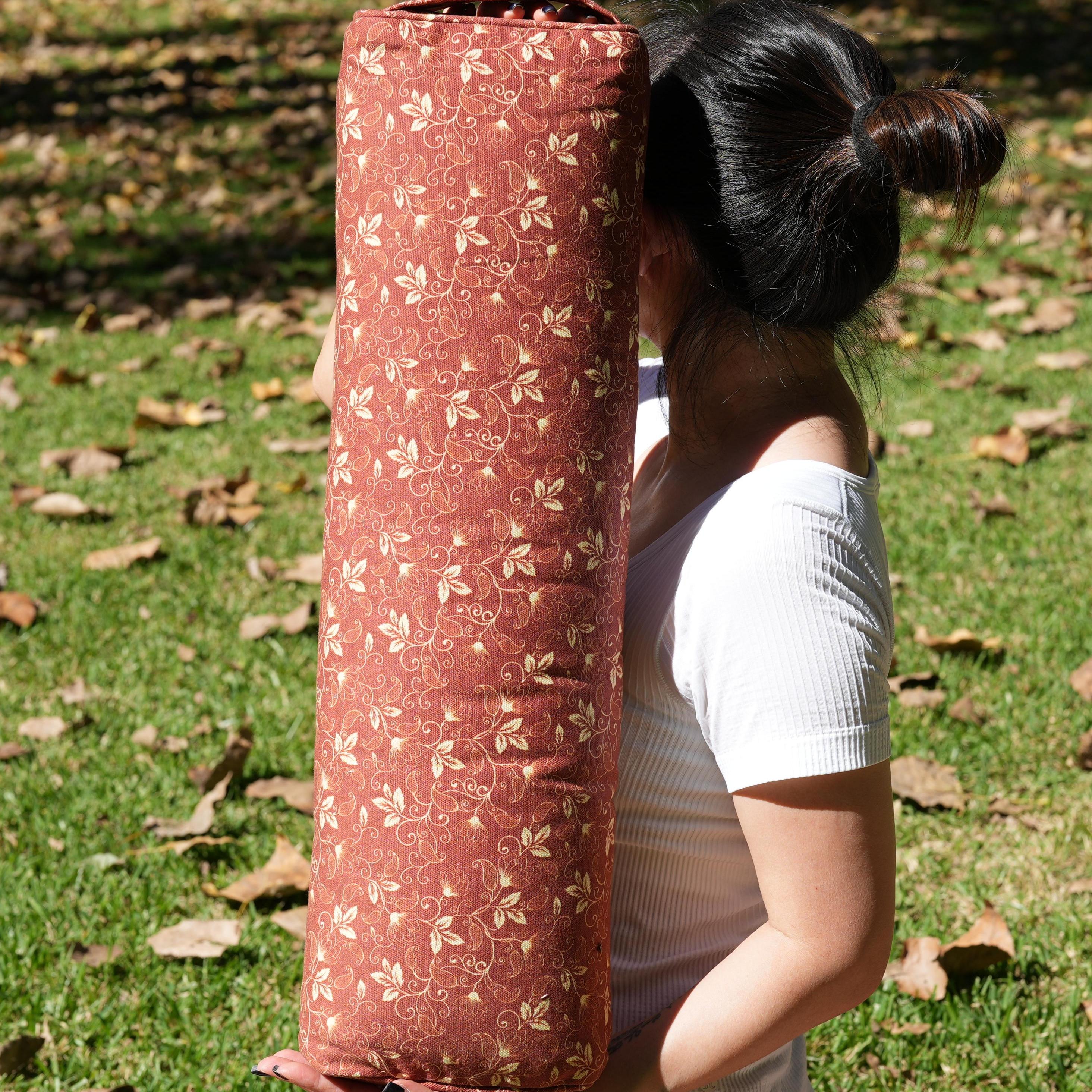 Pranayama Yoga Bolster | Yoga Pillow | Sacred Lotus| Red Cinnamon