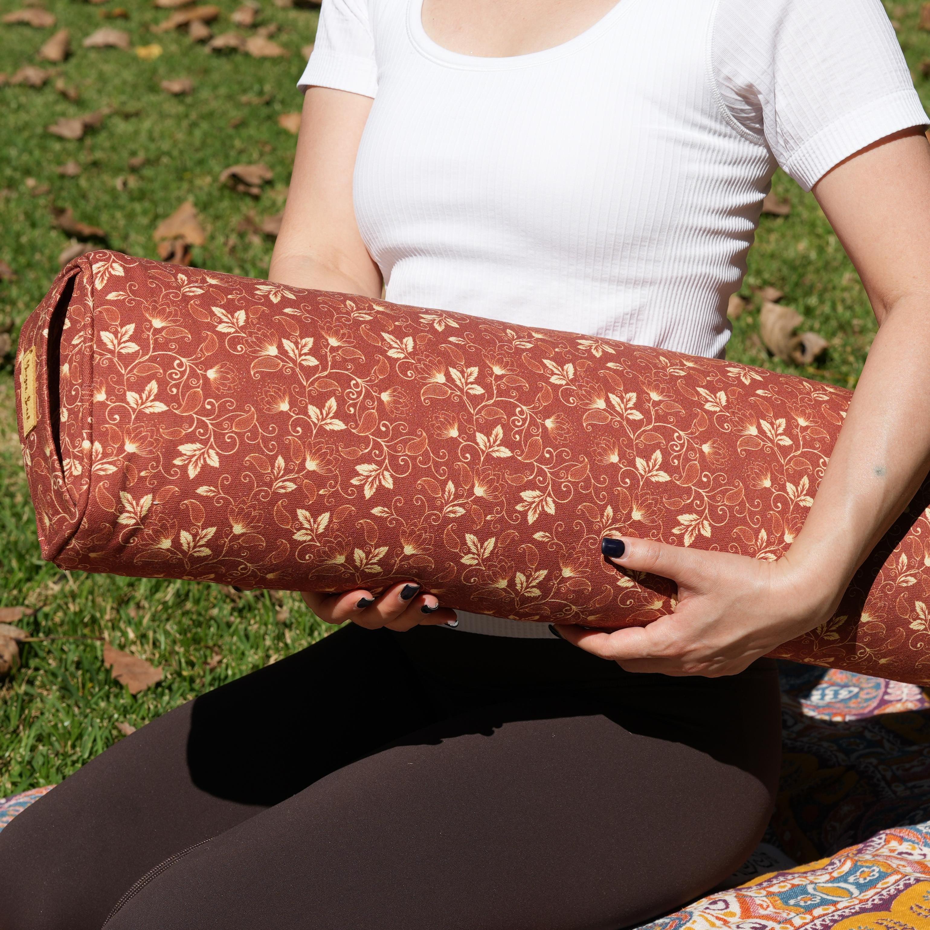 Pranayama Yoga Bolster | Yoga Pillow | Sacred Lotus| Red Cinnamon