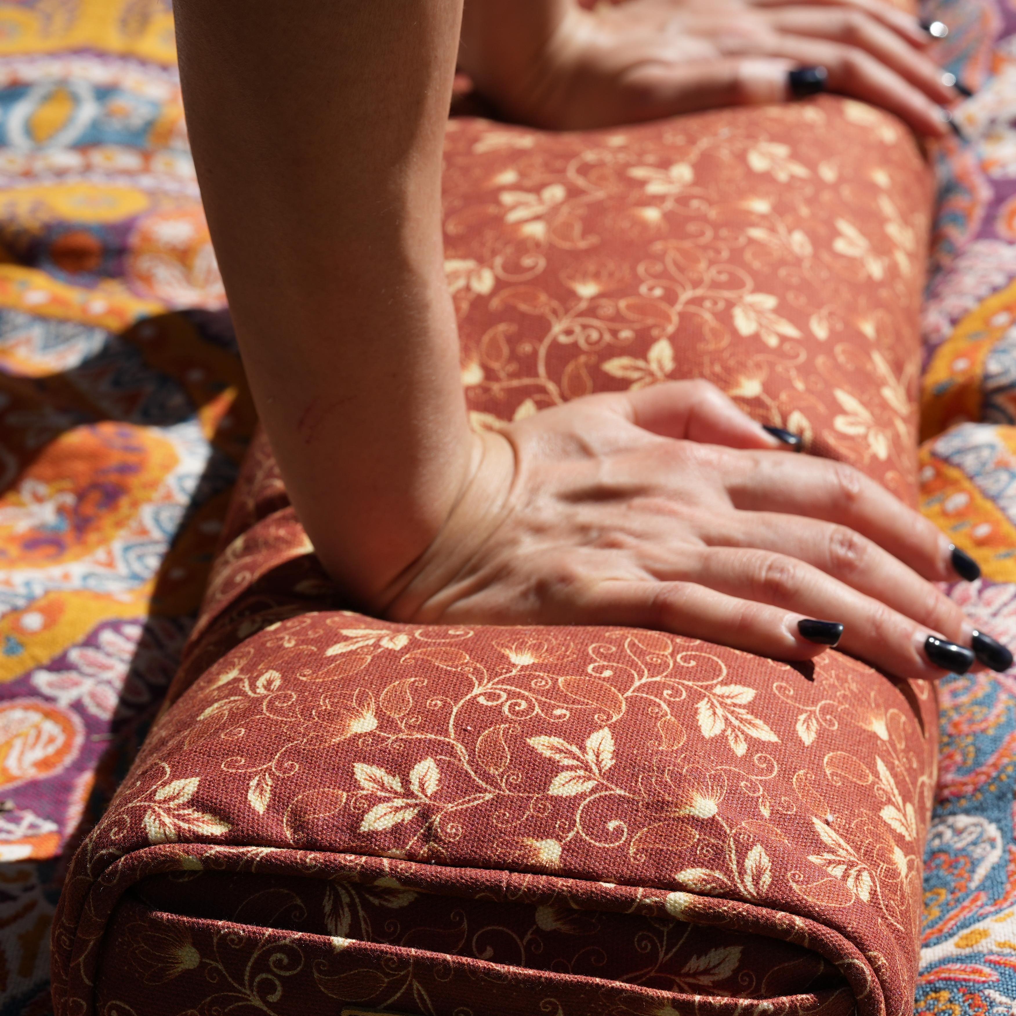 Pranayama Yoga Bolster | Yoga Pillow | Sacred Lotus| Red Cinnamon