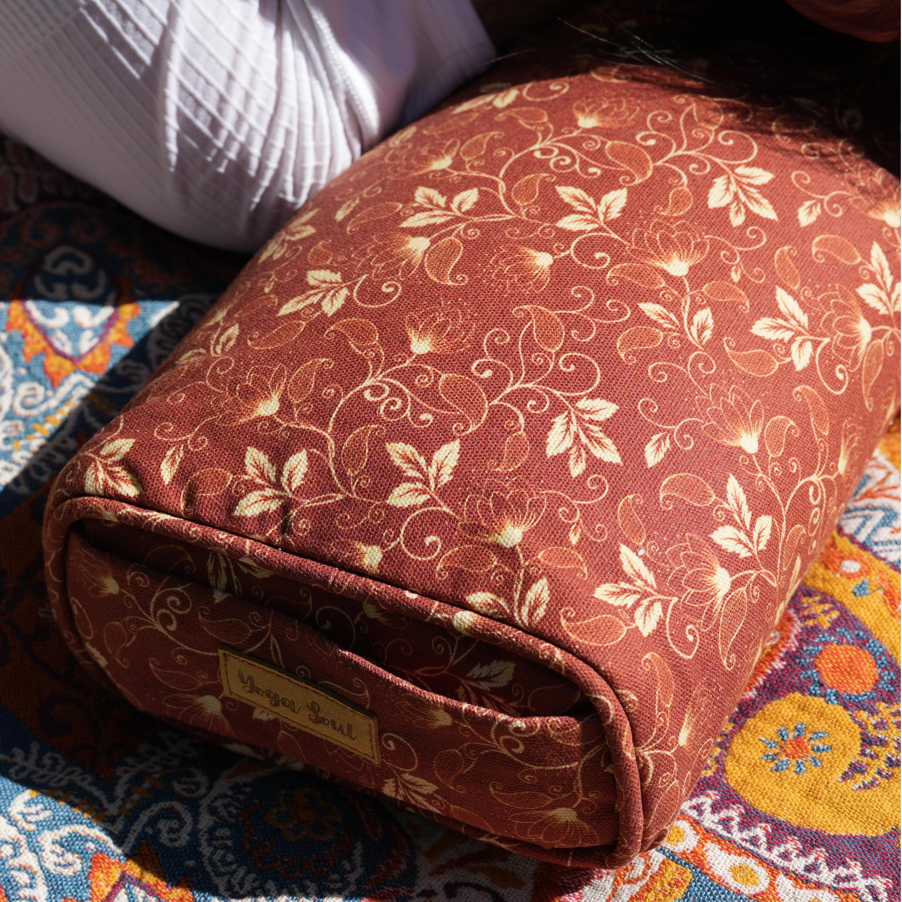 Pranayama Yoga Bolster | Yoga Pillow | Sacred Lotus| Red Cinnamon