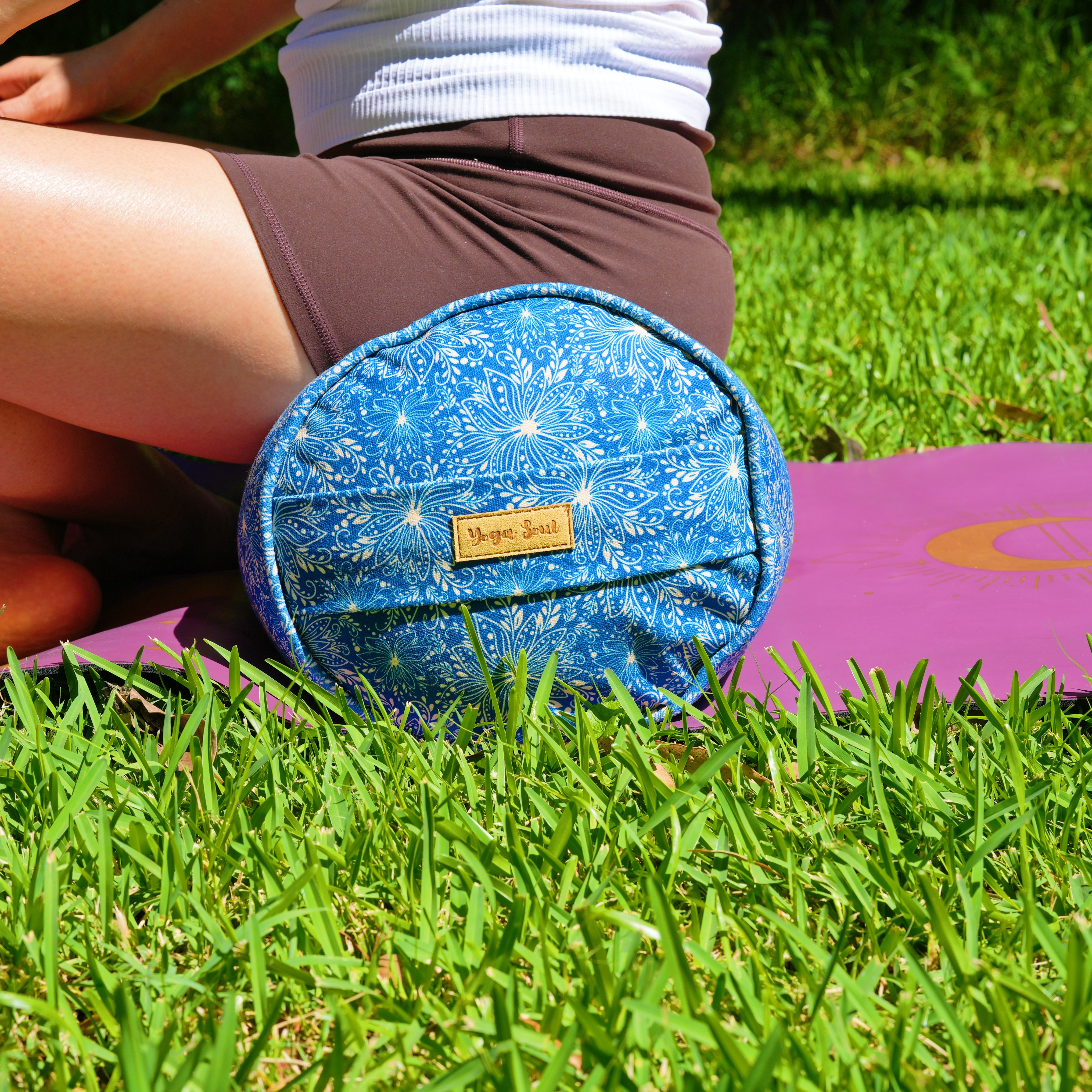 Round Yoga Bolster | Sattva Lotus | Indigo Blue