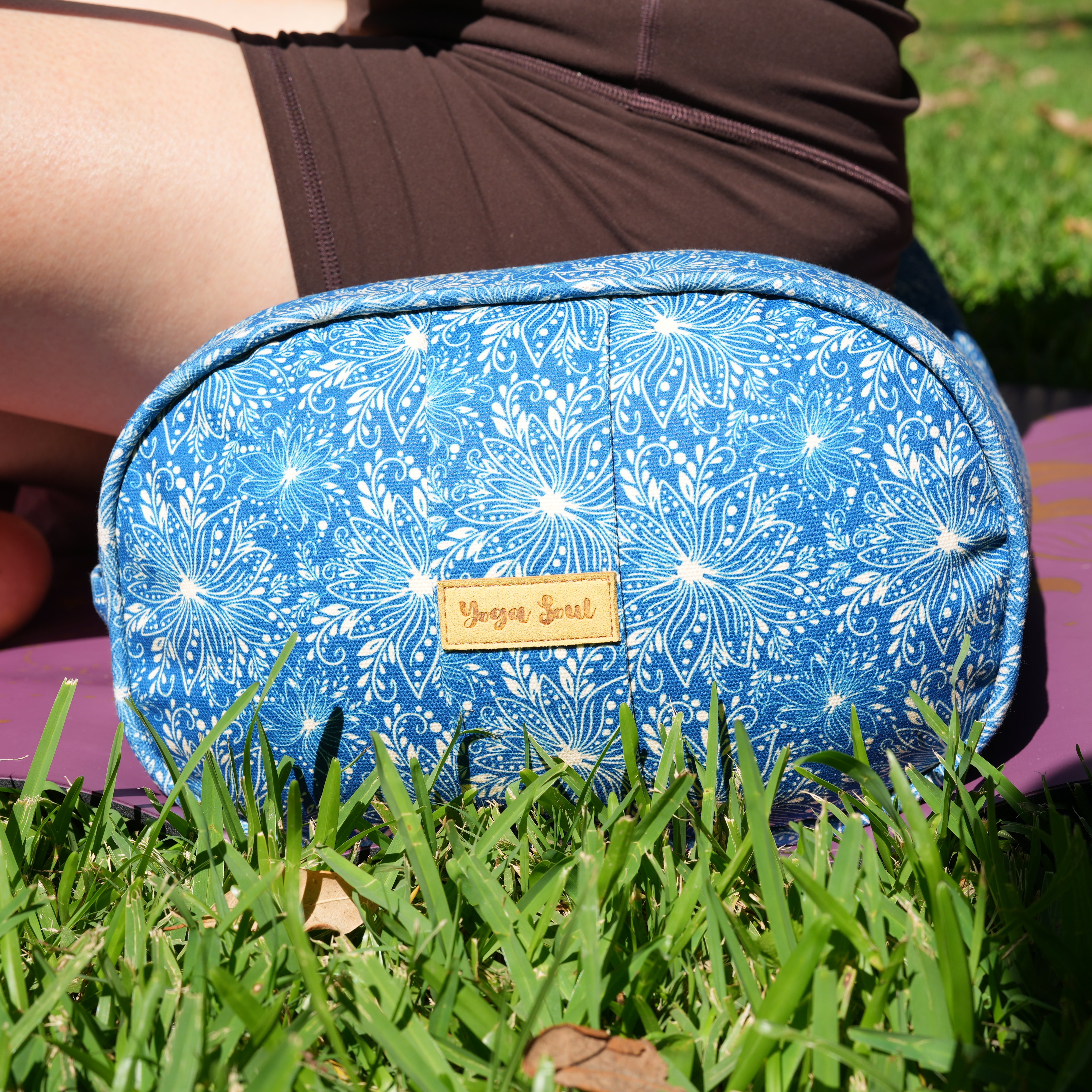 Oval Yoga Bolster | Sattva Lotus | Indigo Blue