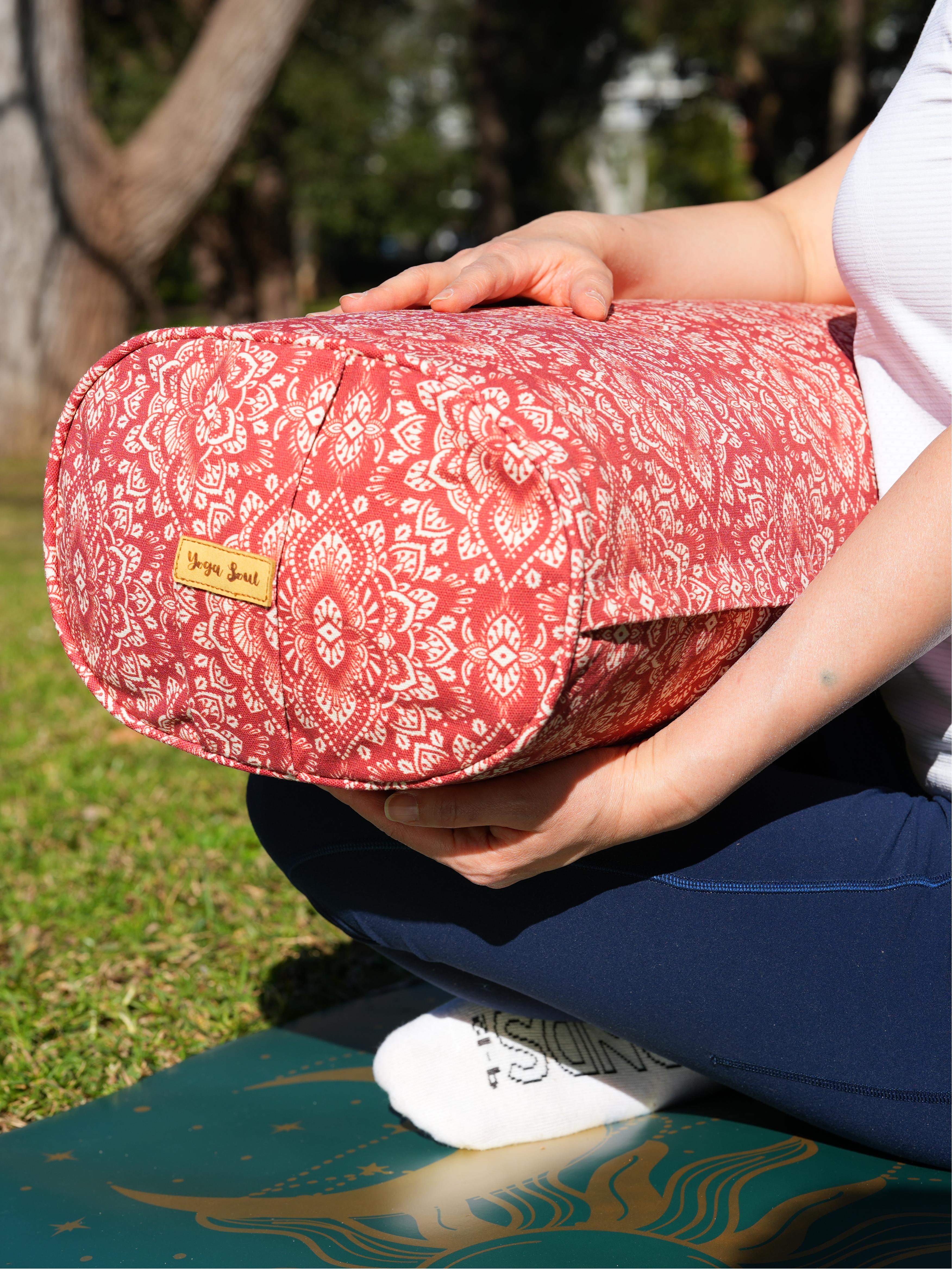 Oval Yoga Bolster | Mandala | Aura Red