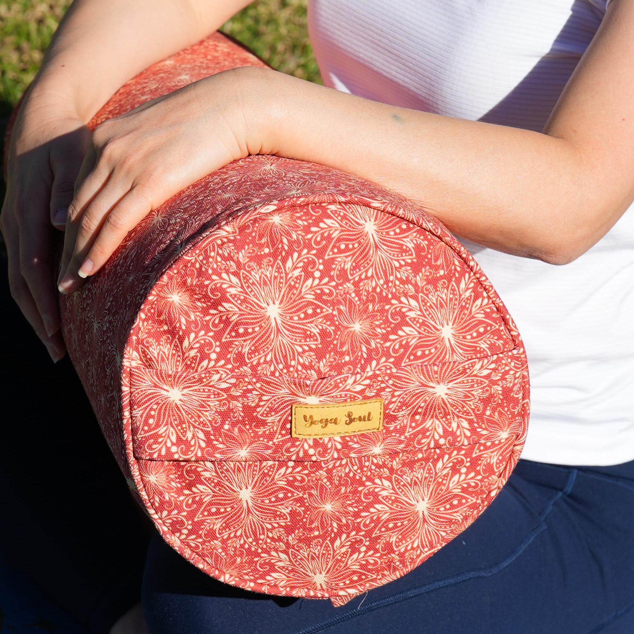 Round Yoga Bolster | Lotus | Aura Red