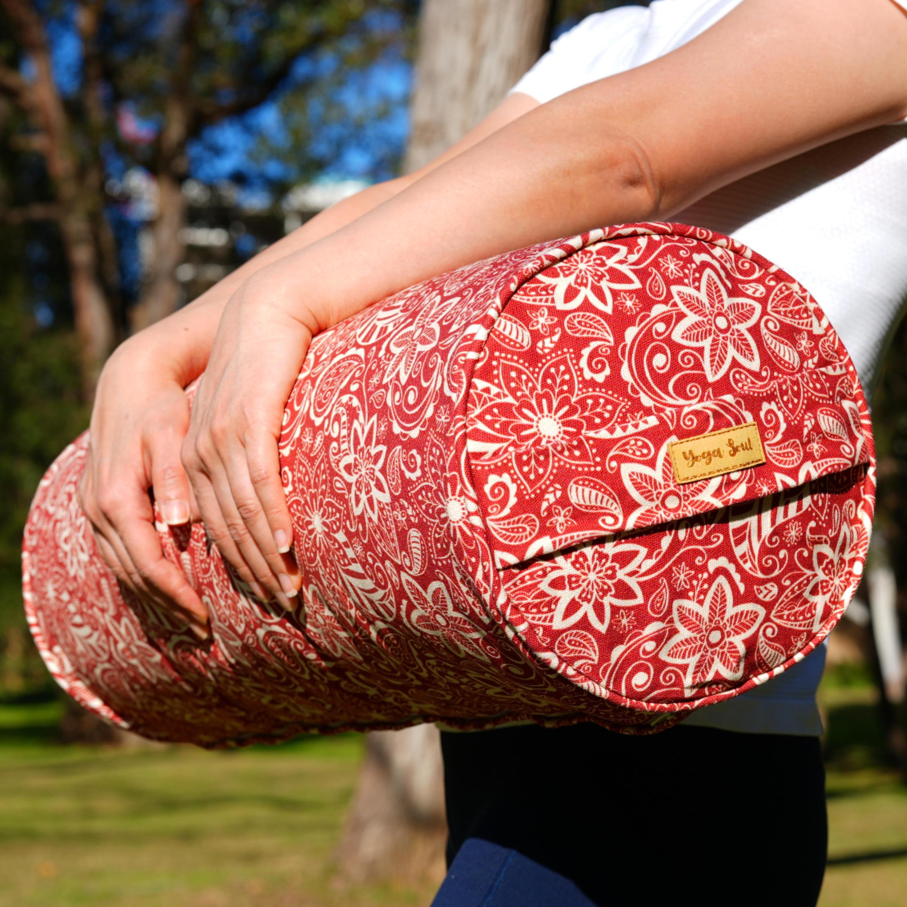 Round Yoga Bolster | StarFlower | Aura Red