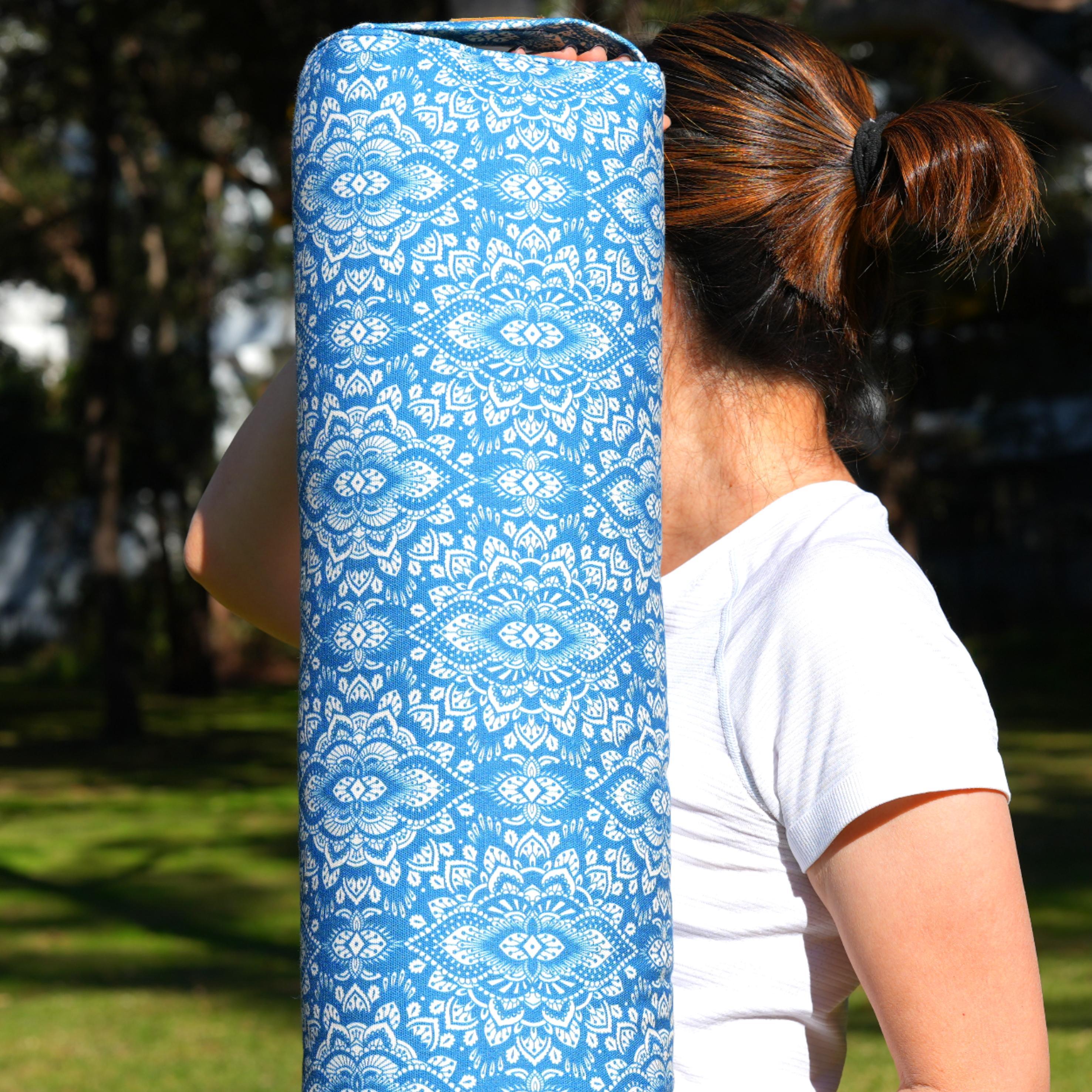 Pranayama Yoga Bolster | Yoga Pillow | Mandala | Indigo Blue