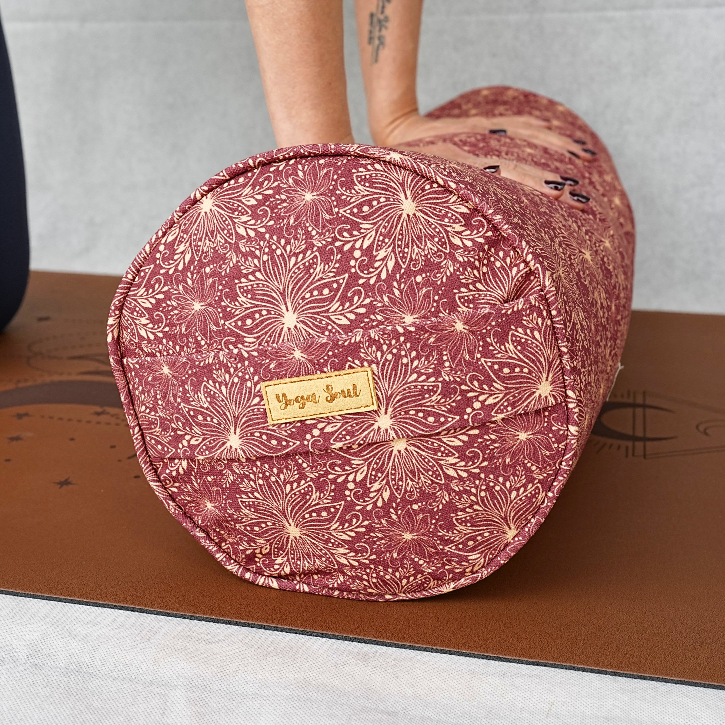 Round Yoga Bolster | Sattva Lotus | Aura Red