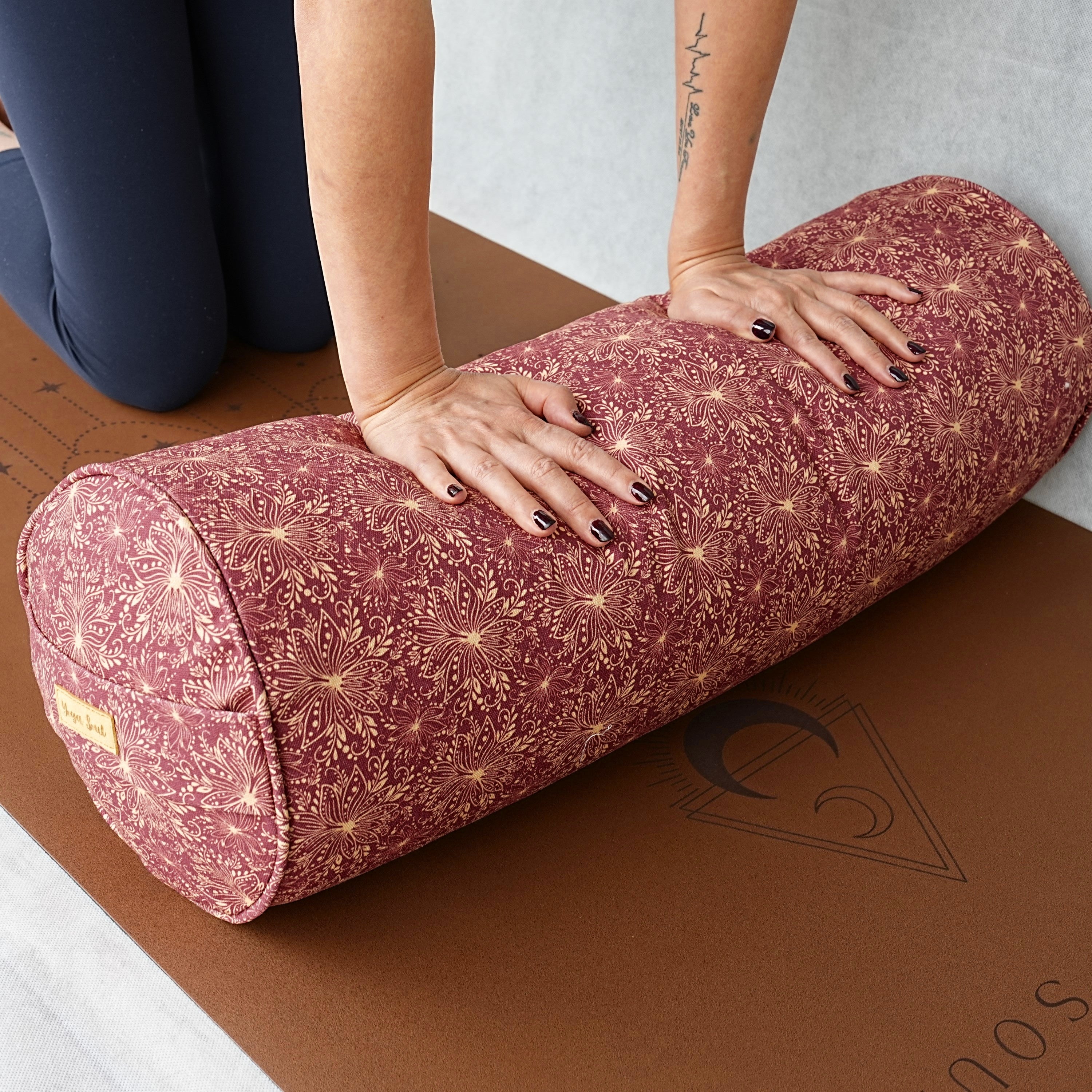 Round Yoga Bolster | Sattva Lotus | Aura Red
