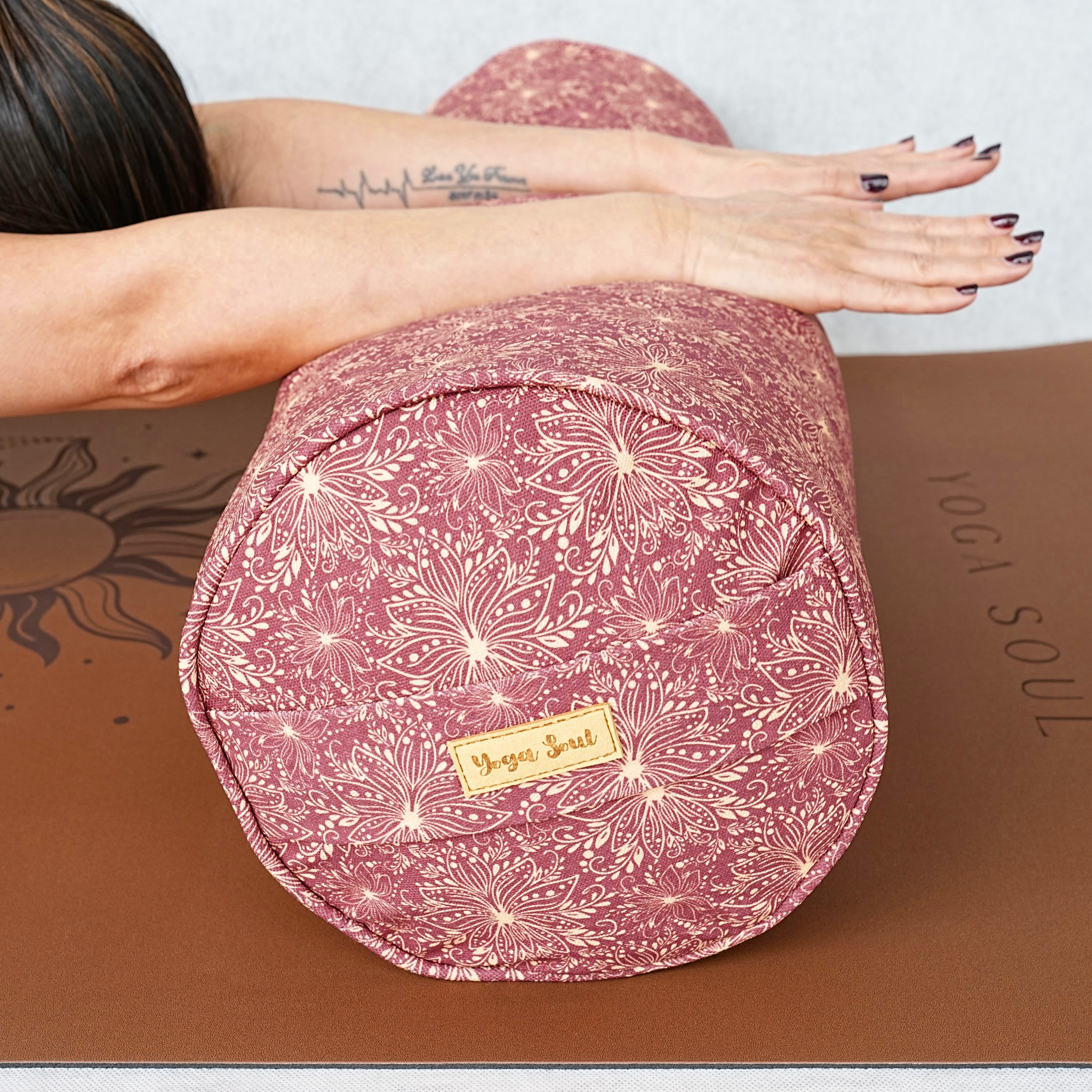 Round Yoga Bolster | Sattva Lotus | Aura Red