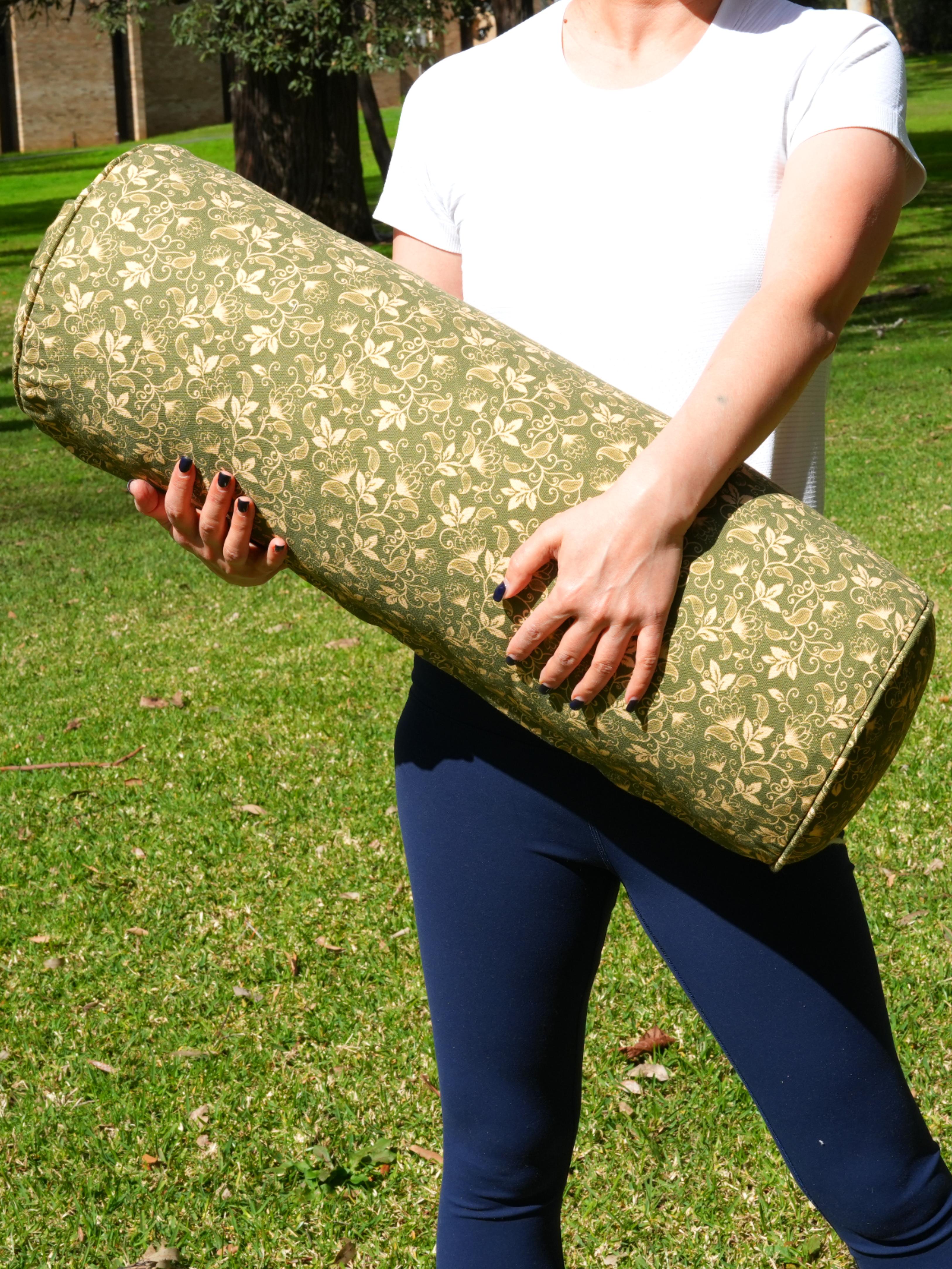 Round Yoga Bolster | Water Lily | Olive