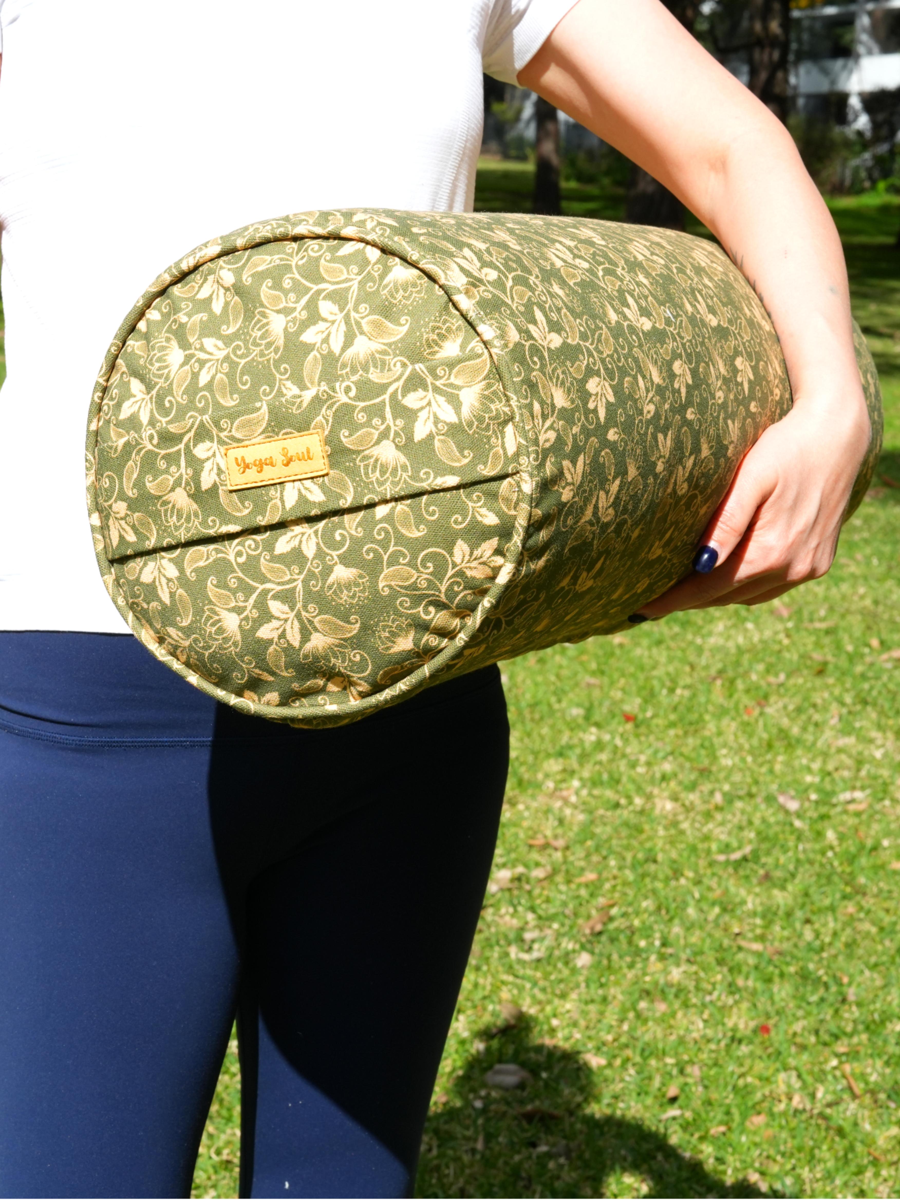 Round Yoga Bolster | Water Lily | Olive