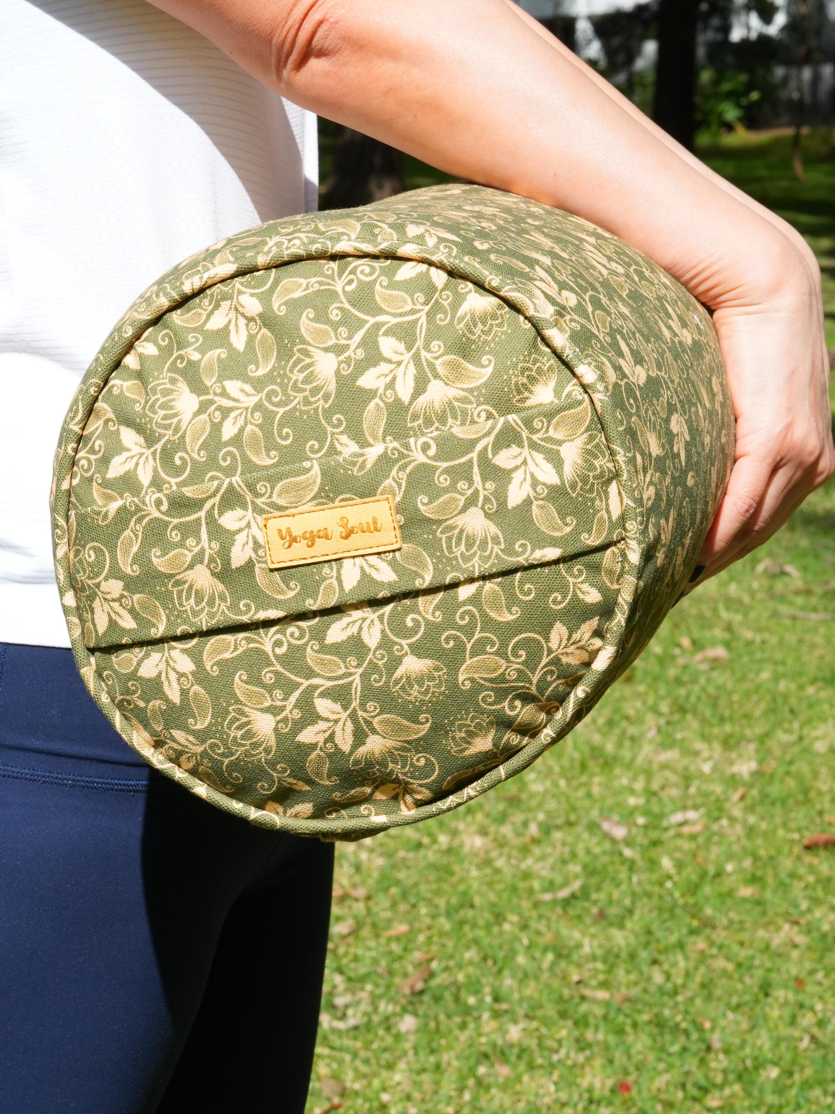 Round Yoga Bolster | Water Lily | Olive