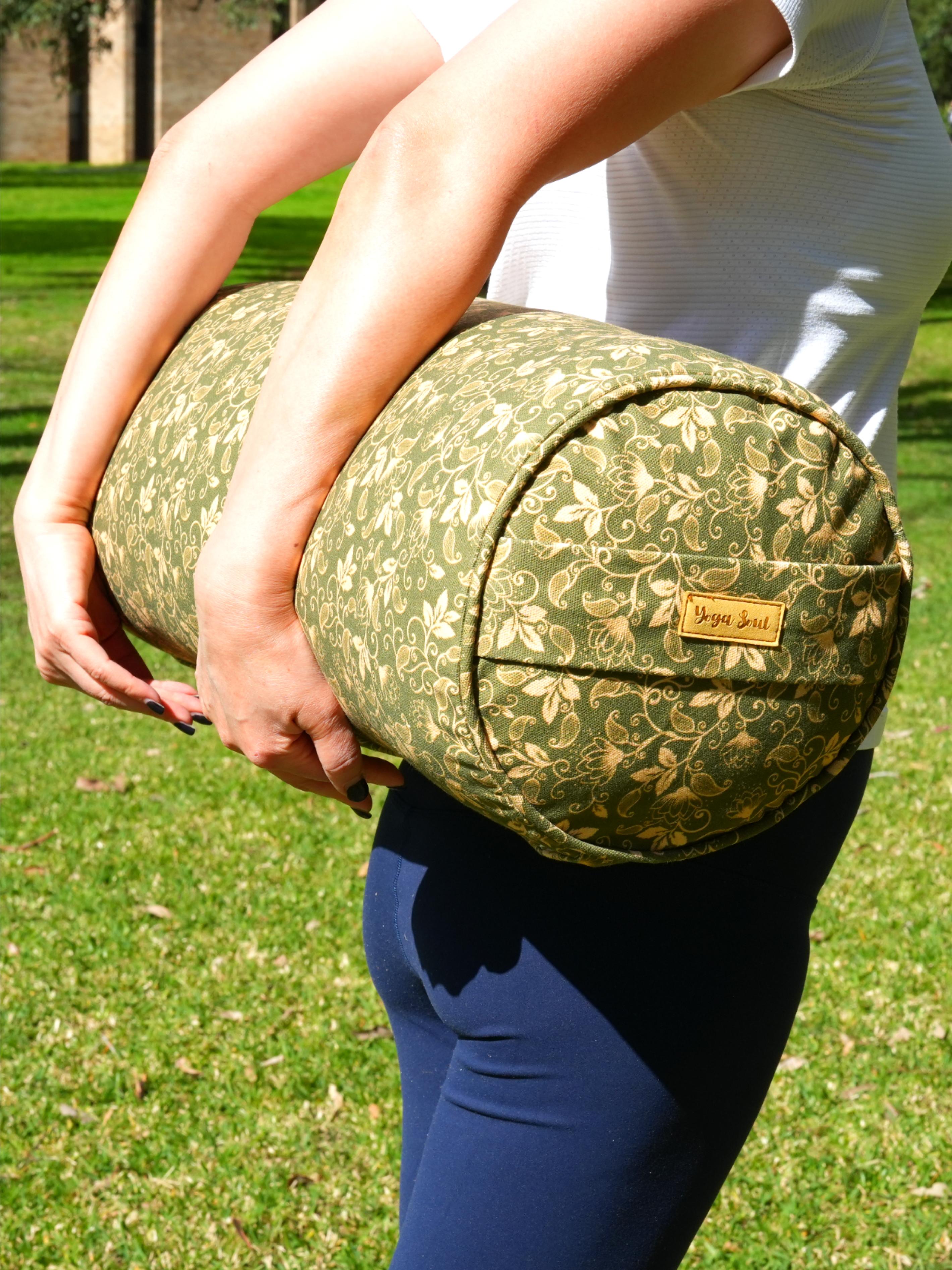 Round Yoga Bolster | Water Lily | Olive