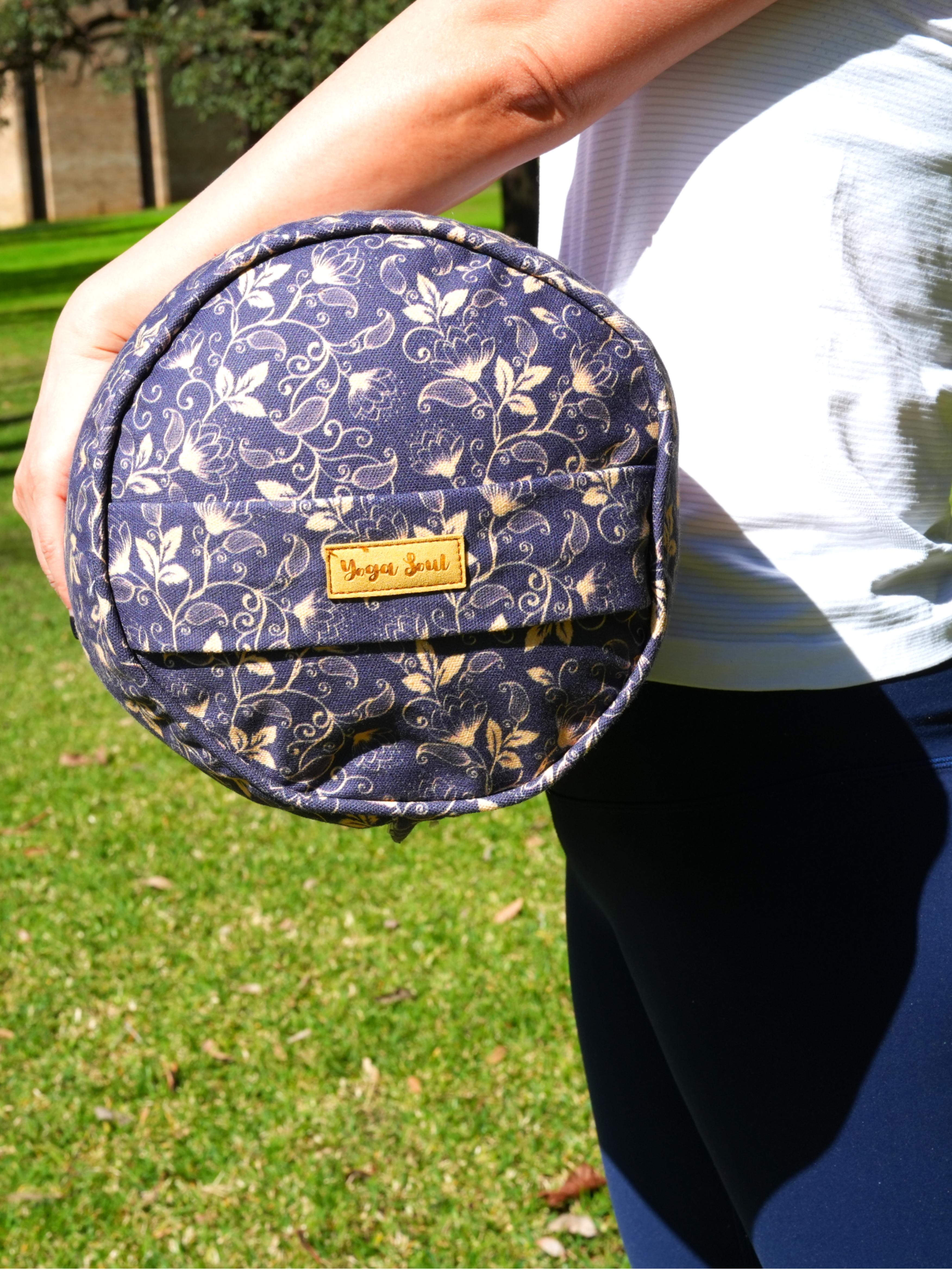 Round Yoga Bolster | Water Lily | Purple Blue