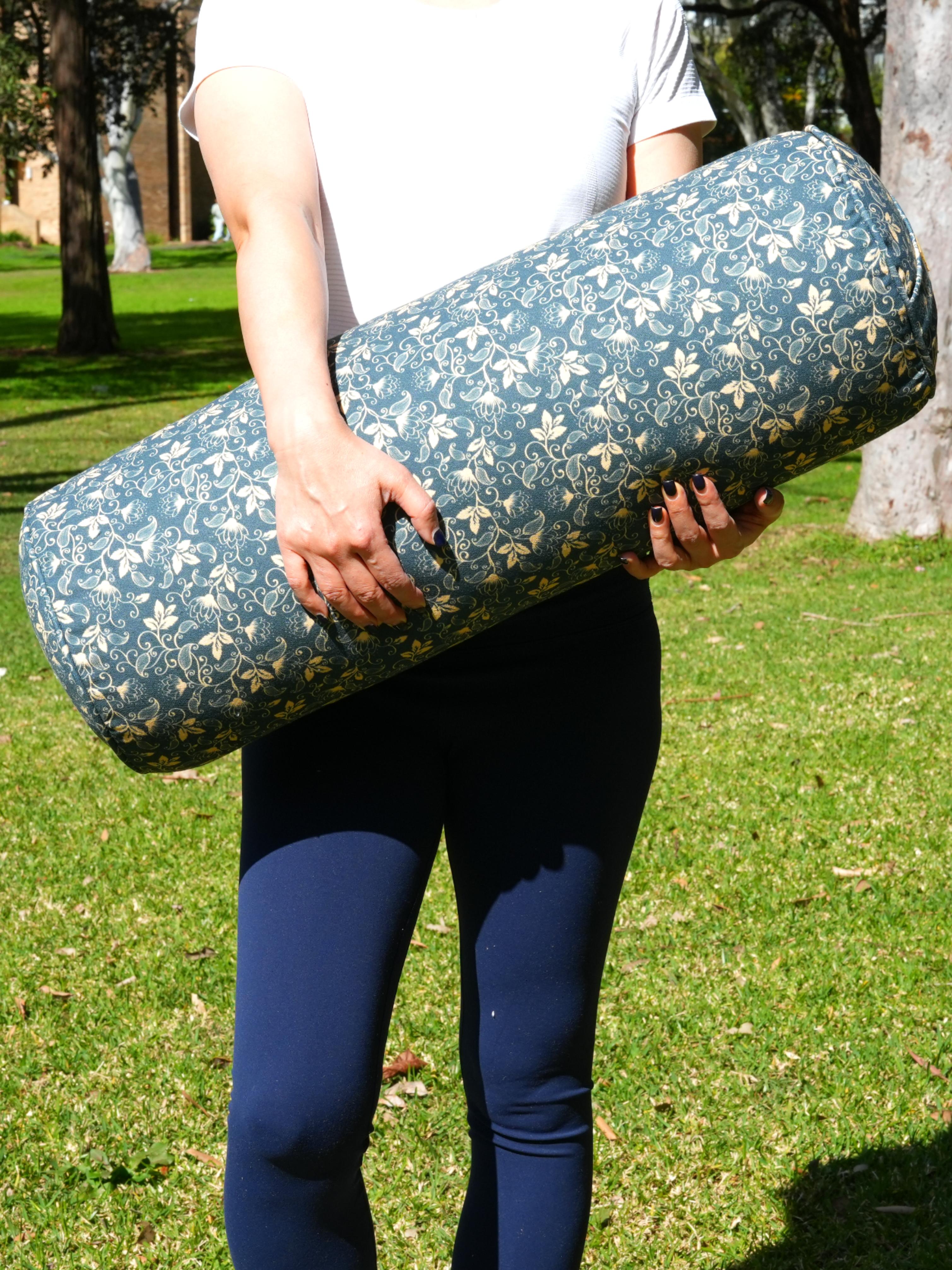 Round Yoga Bolster | Water Lily | Deep Ocean