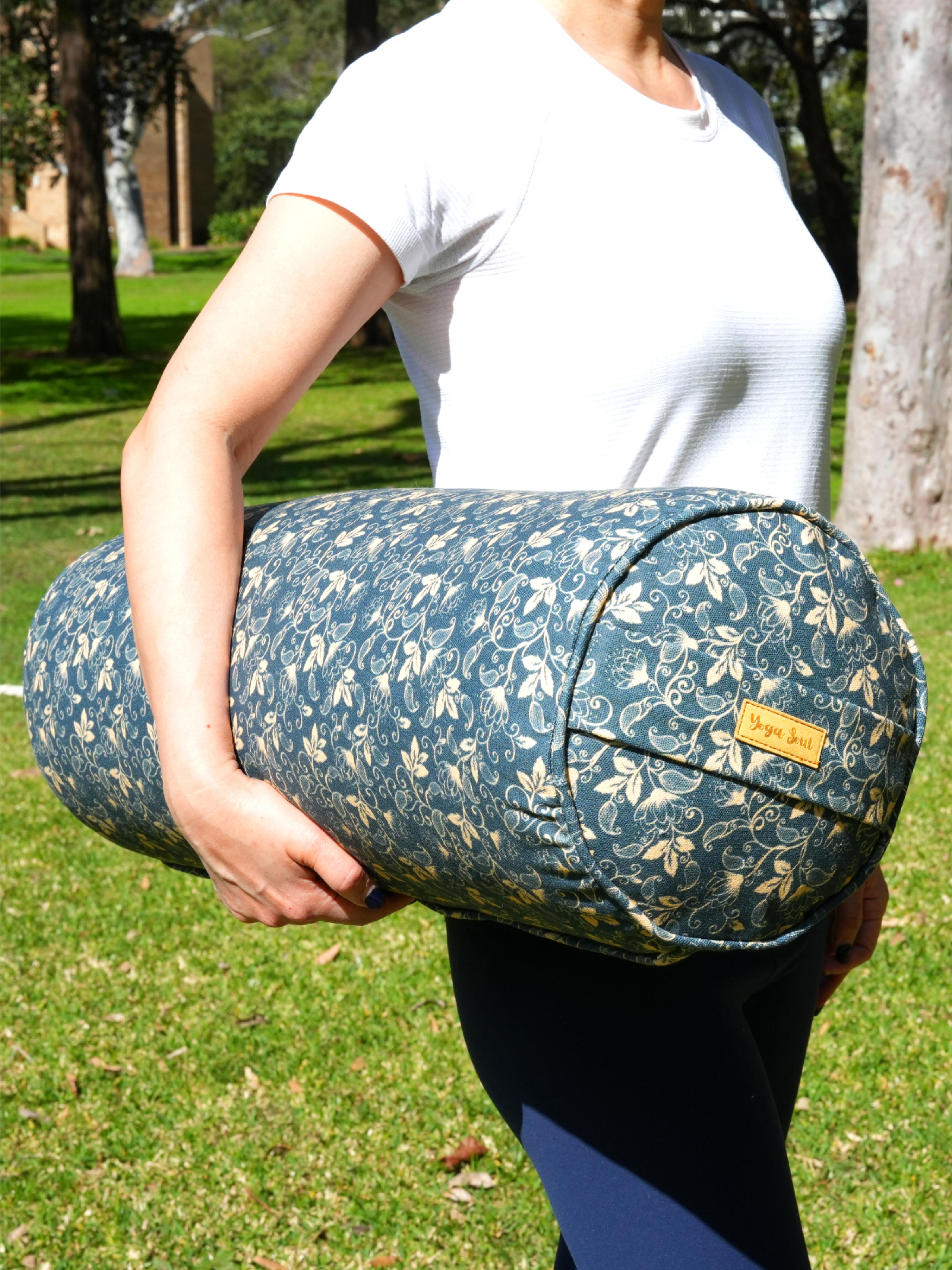 Round Yoga Bolster | Water Lily | Deep Ocean