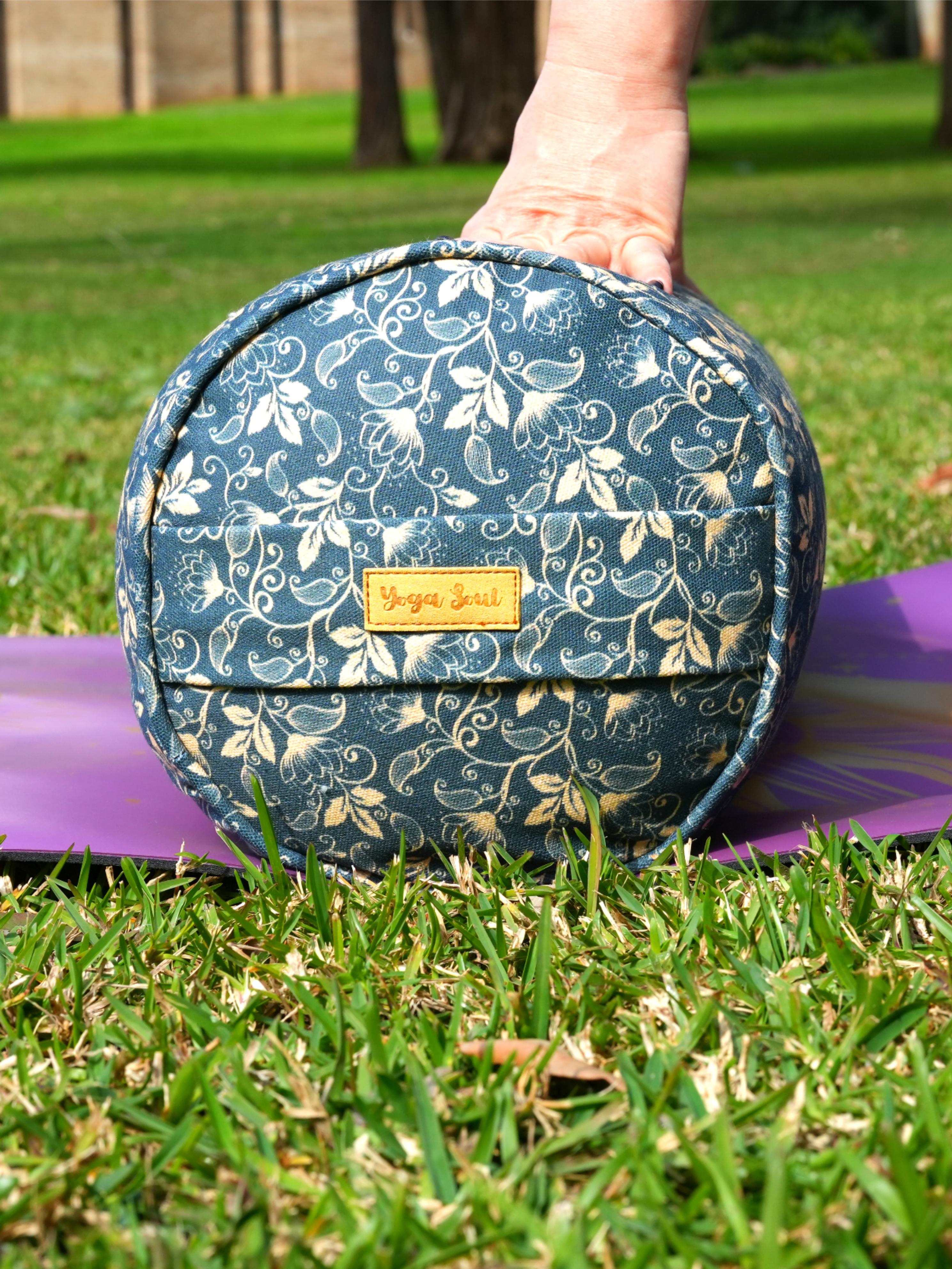 Round Yoga Bolster | Water Lily | Deep Ocean