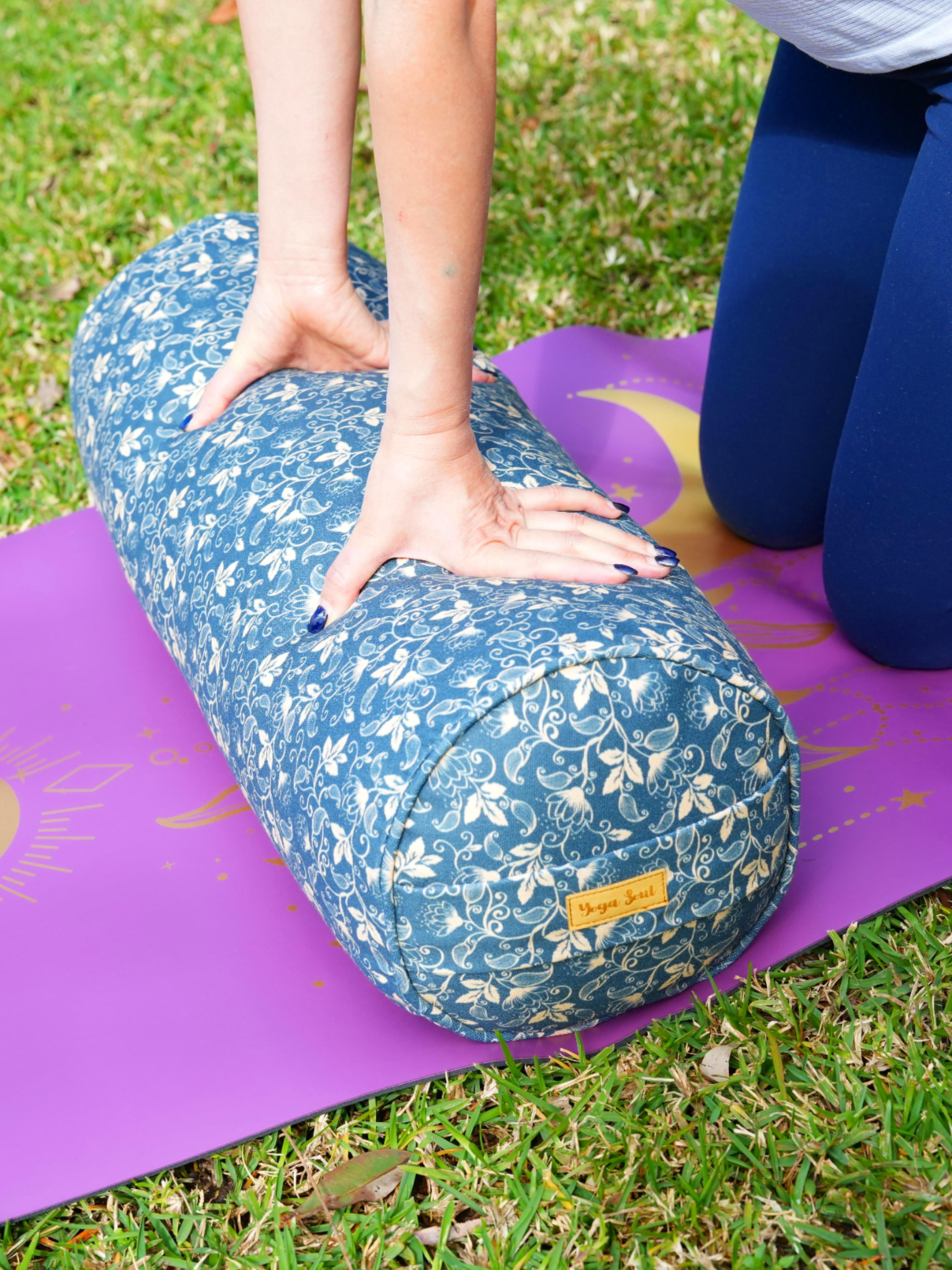 Round Yoga Bolster | Water Lily | Deep Ocean