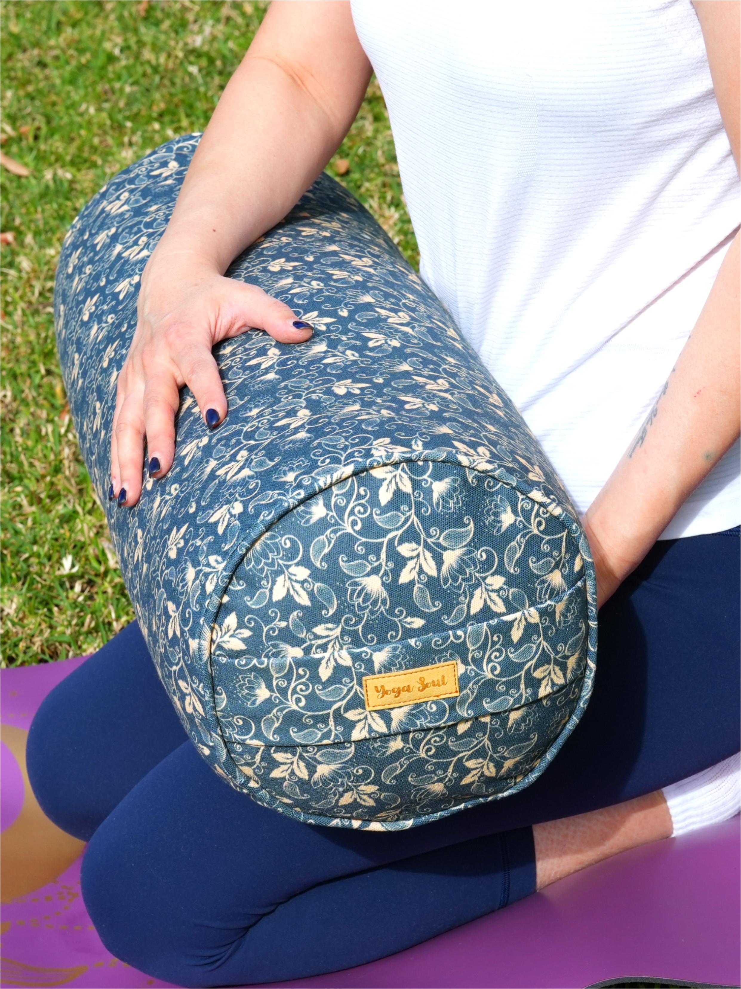 Round Yoga Bolster | Water Lily | Deep Ocean