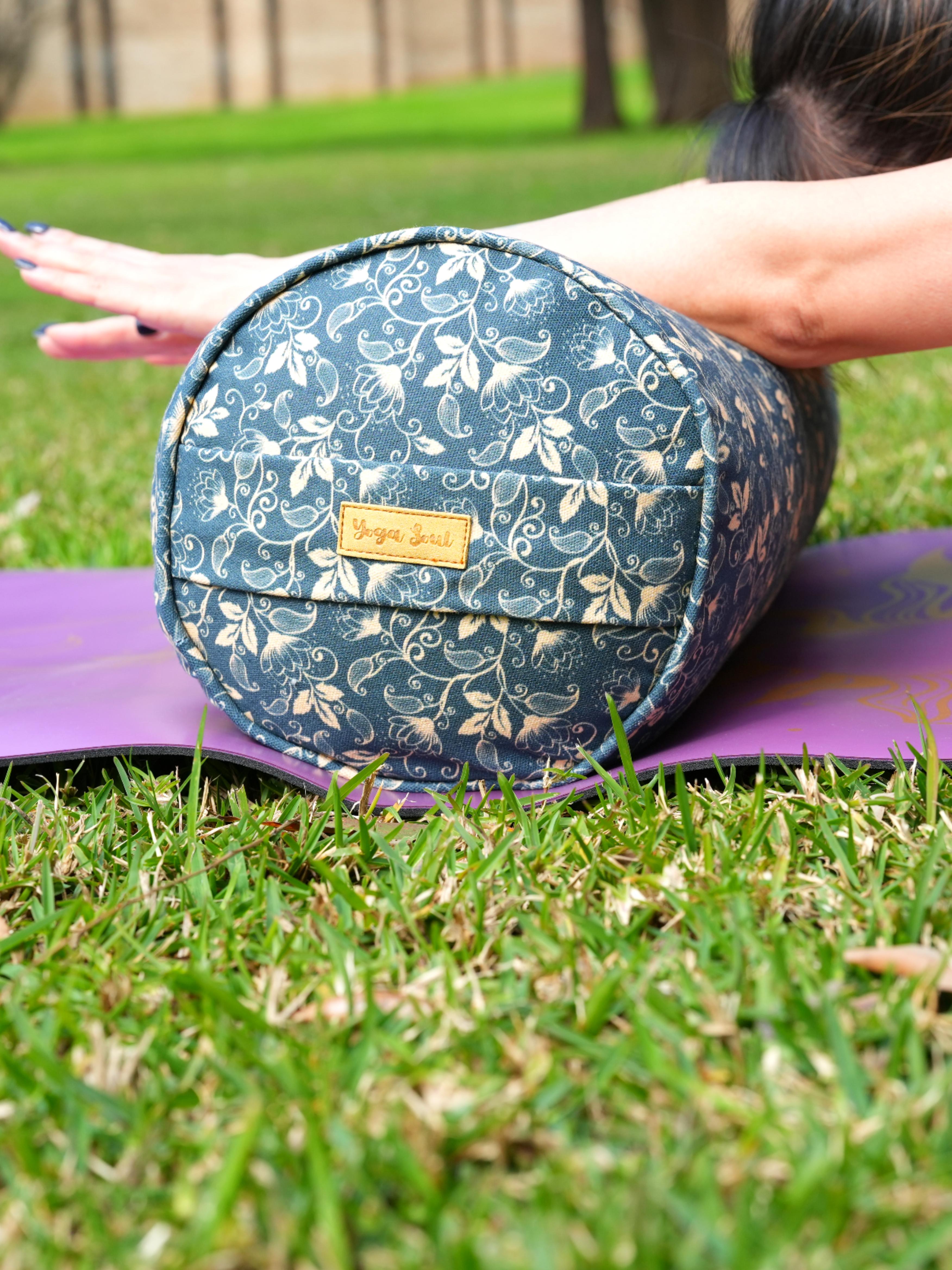 Round Yoga Bolster | Water Lily | Deep Ocean