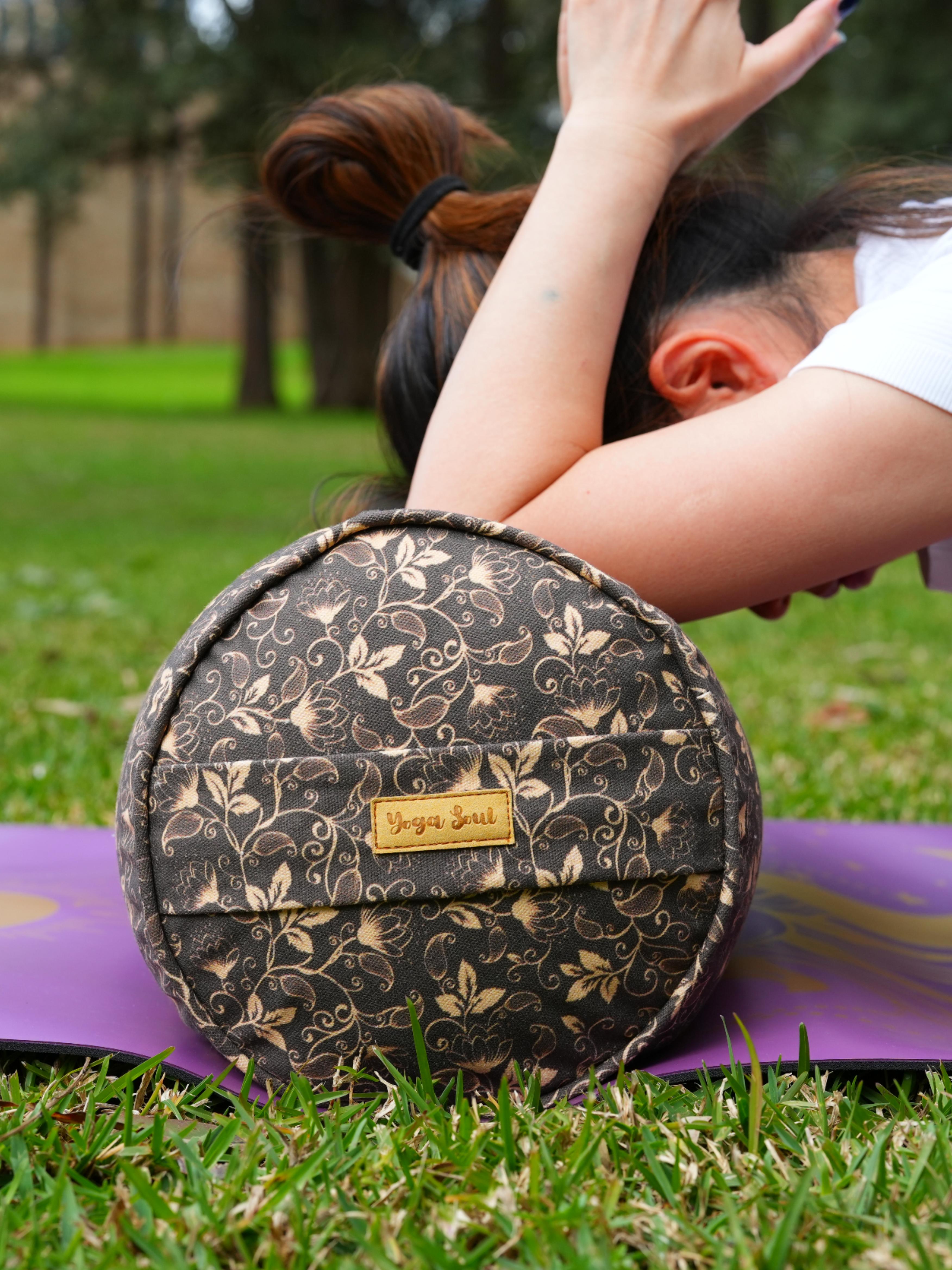 Round Yoga Bolster | Water Lily | Coffee
