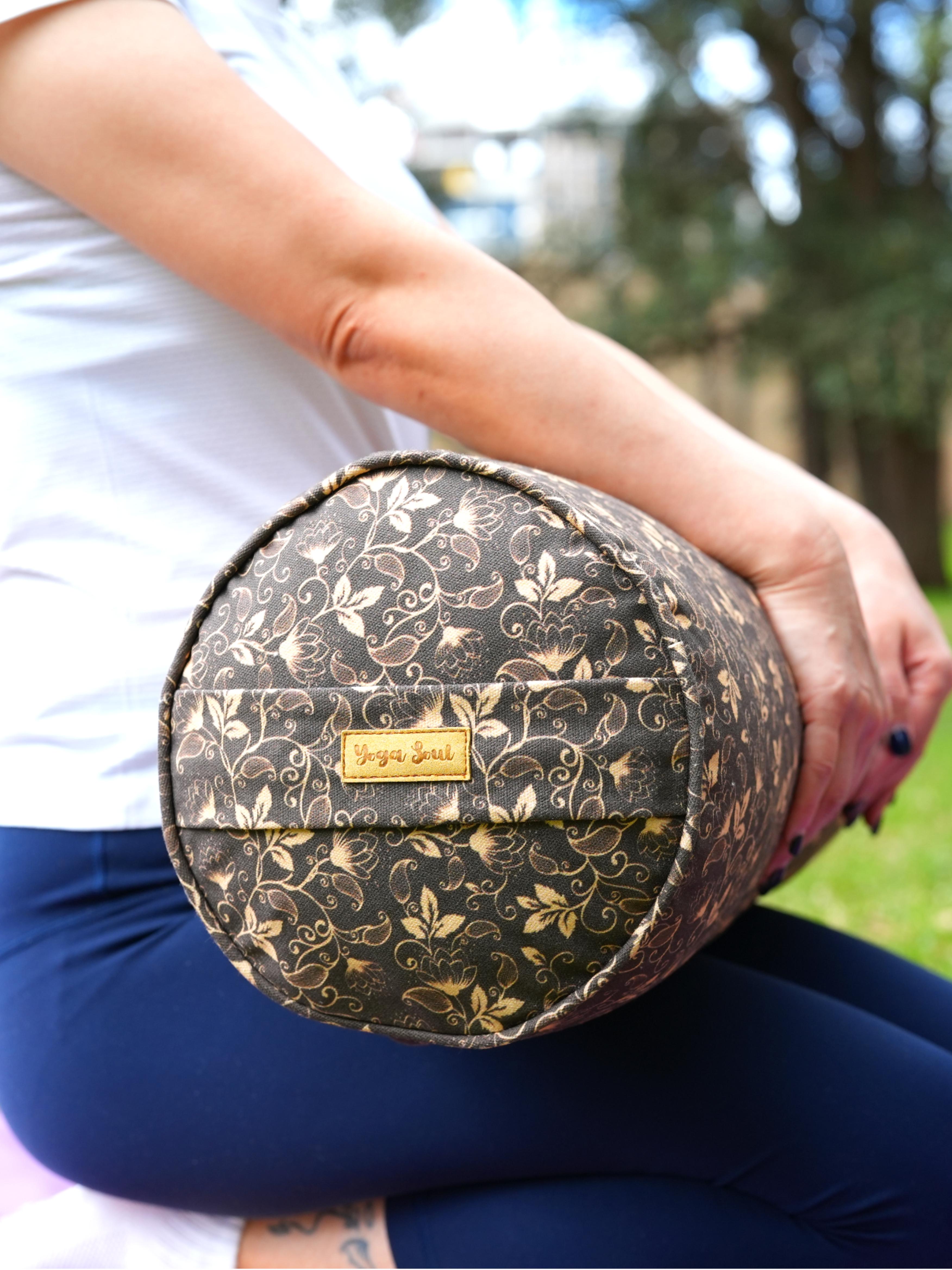 Round Yoga Bolster | Water Lily | Coffee