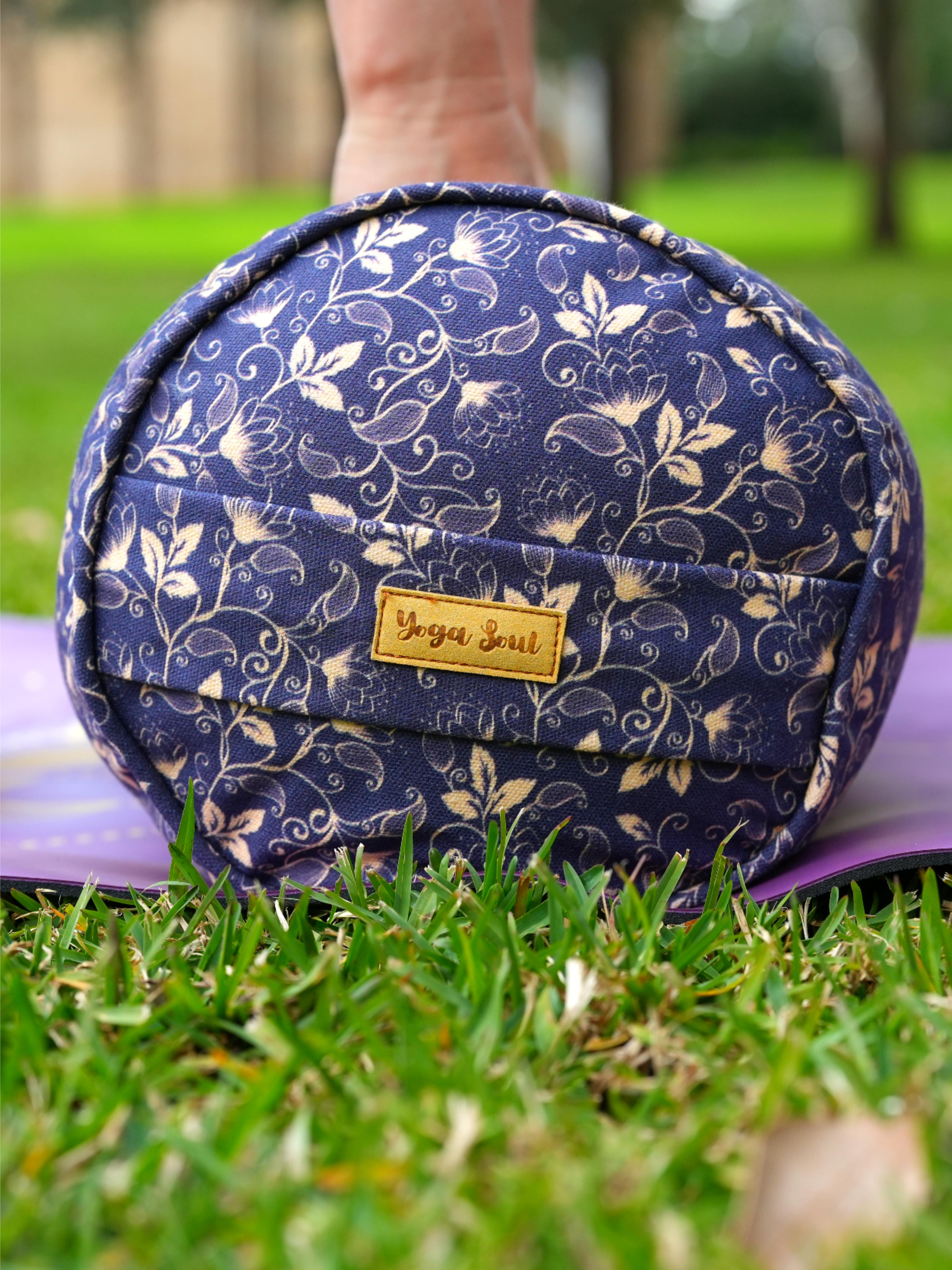 Round Yoga Bolster | Water Lily | Purple Blue