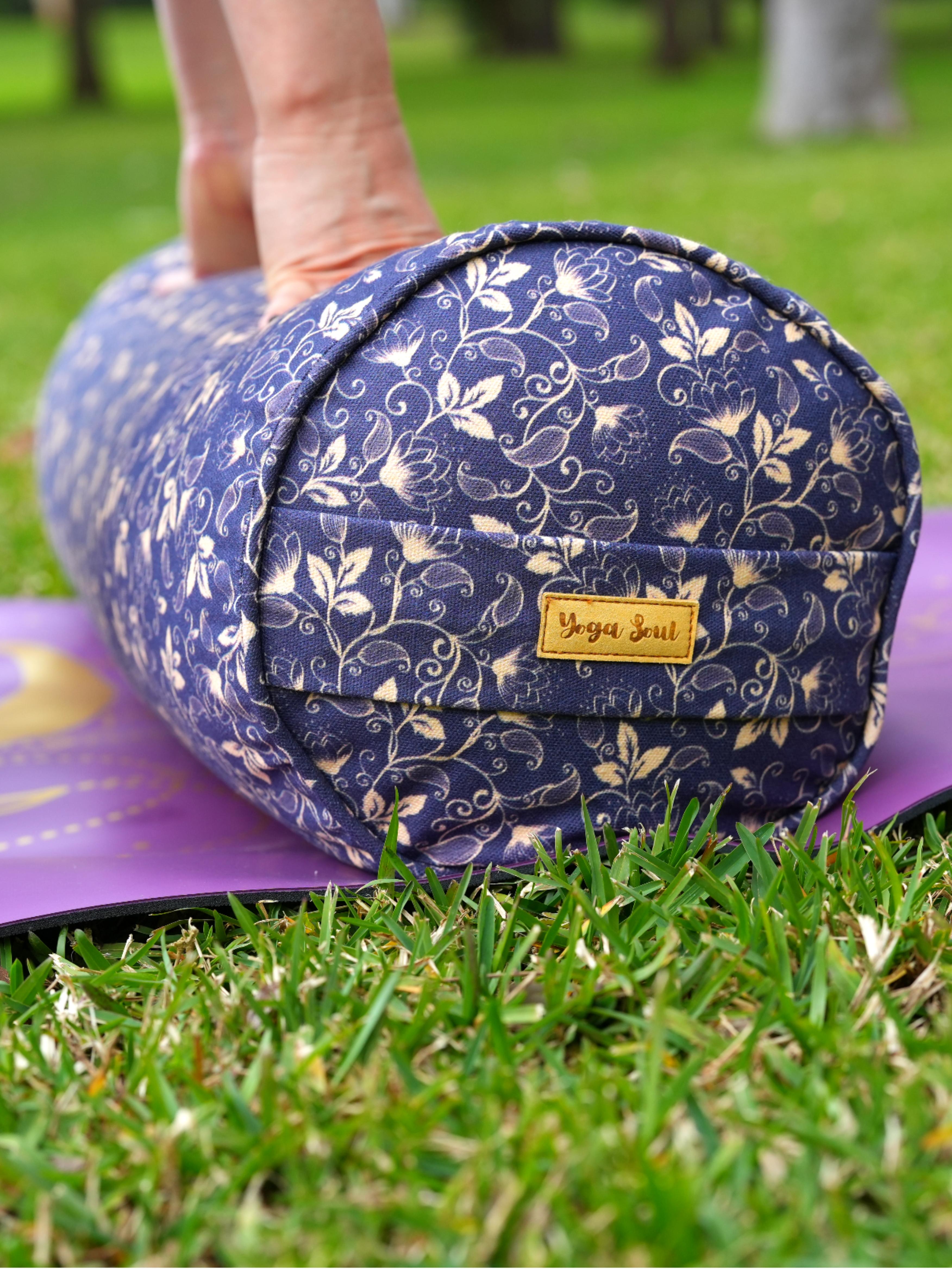 Round Yoga Bolster | Water Lily | Purple Blue