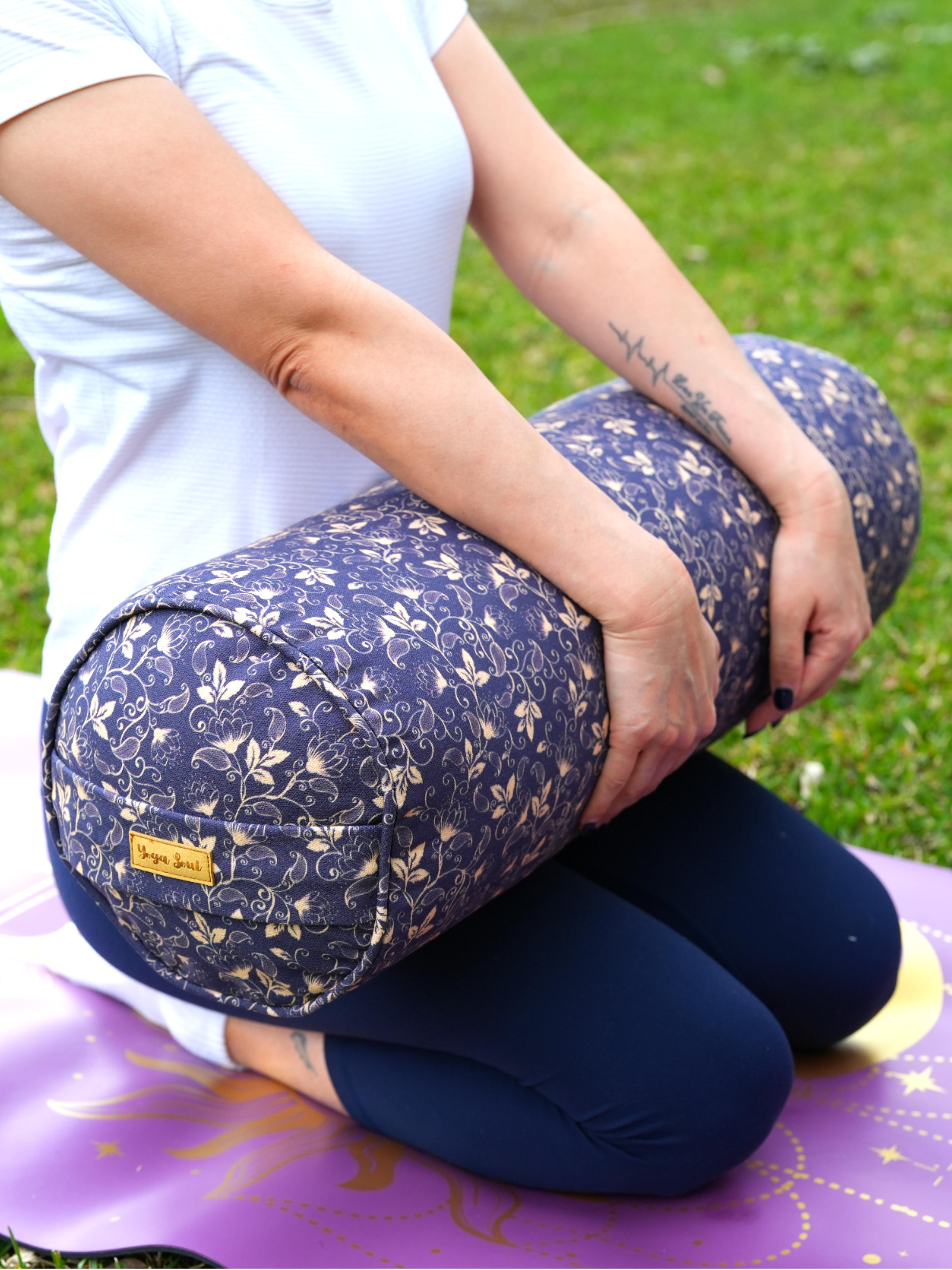 Round Yoga Bolster | Water Lily | Purple Blue